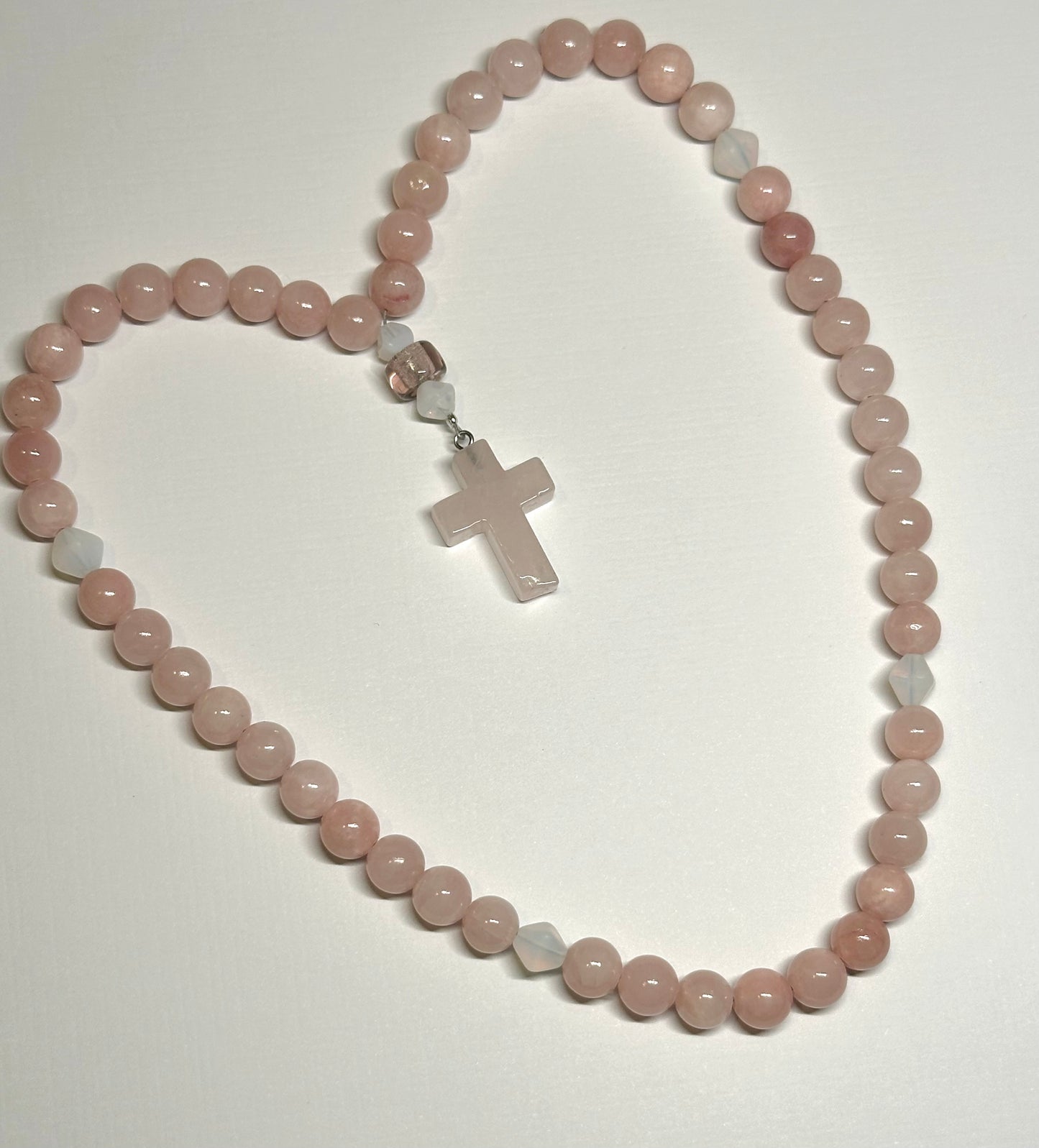 Pink sunstone 50 stone bead prayer rope chotki