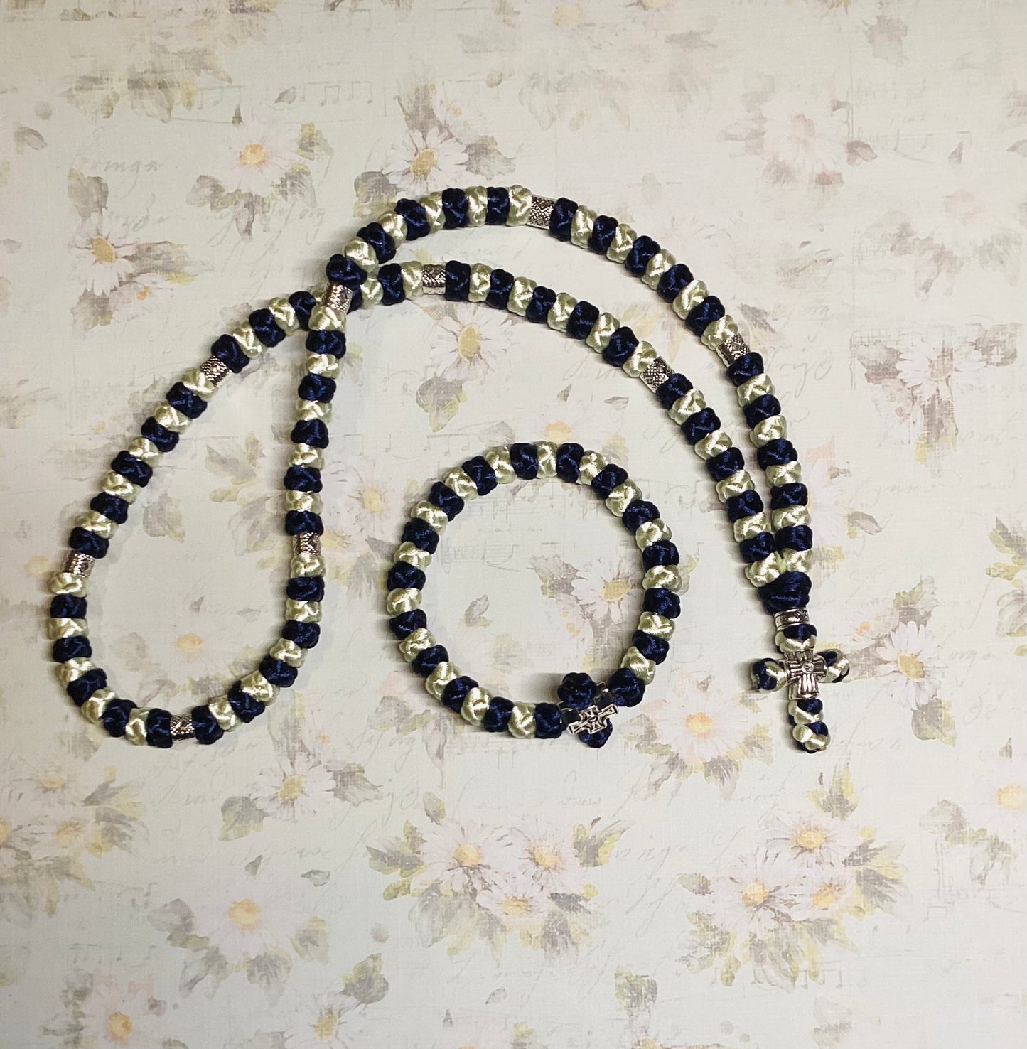 Two-color (alternating) 30/33/50/100-knot Orthodox prayer rope (satin) chotki
