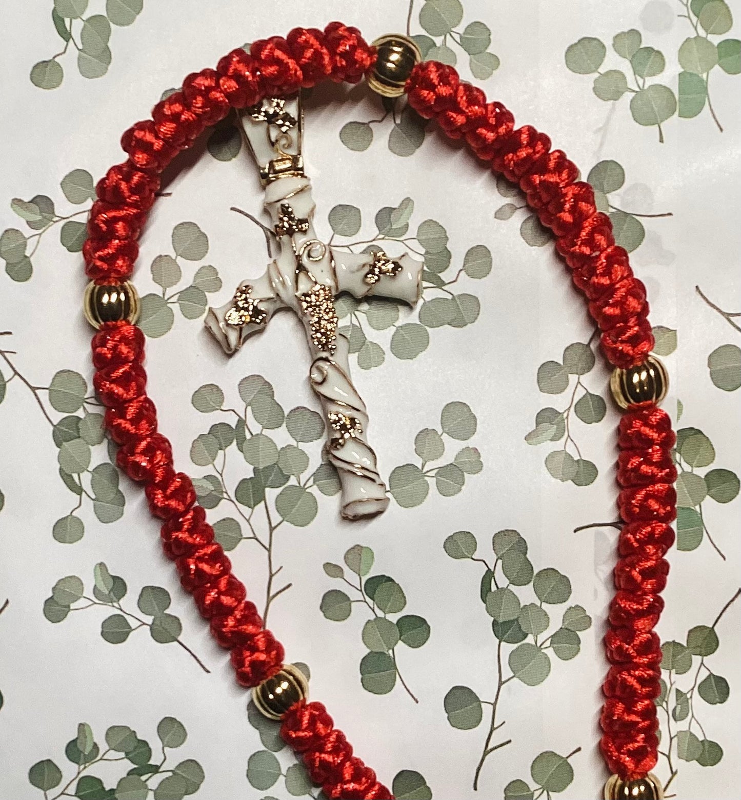 150-knot Orthodox prayer rope (satin) with St. Nina's cross
