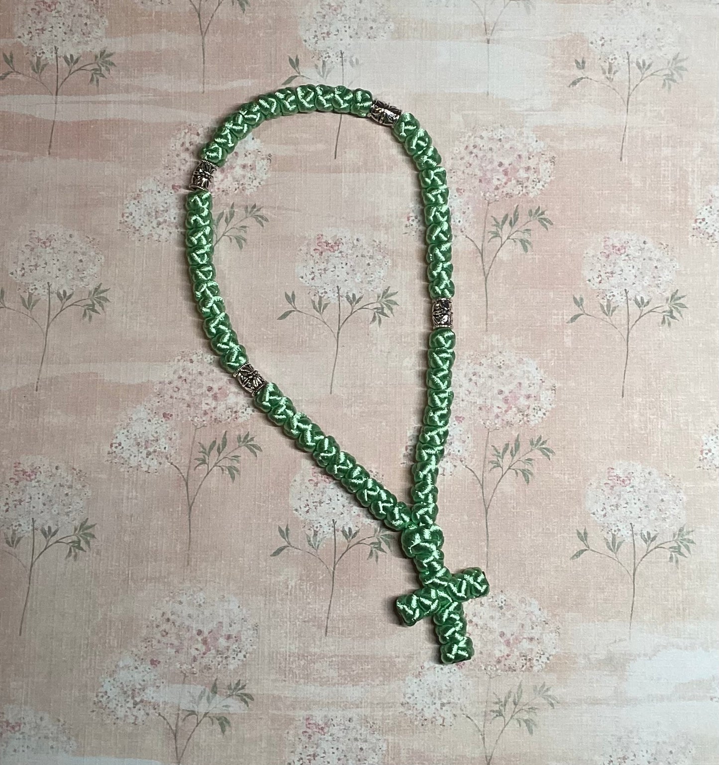 Colorful 50-knot Orthodox prayer rope (satin) chotki komboskini