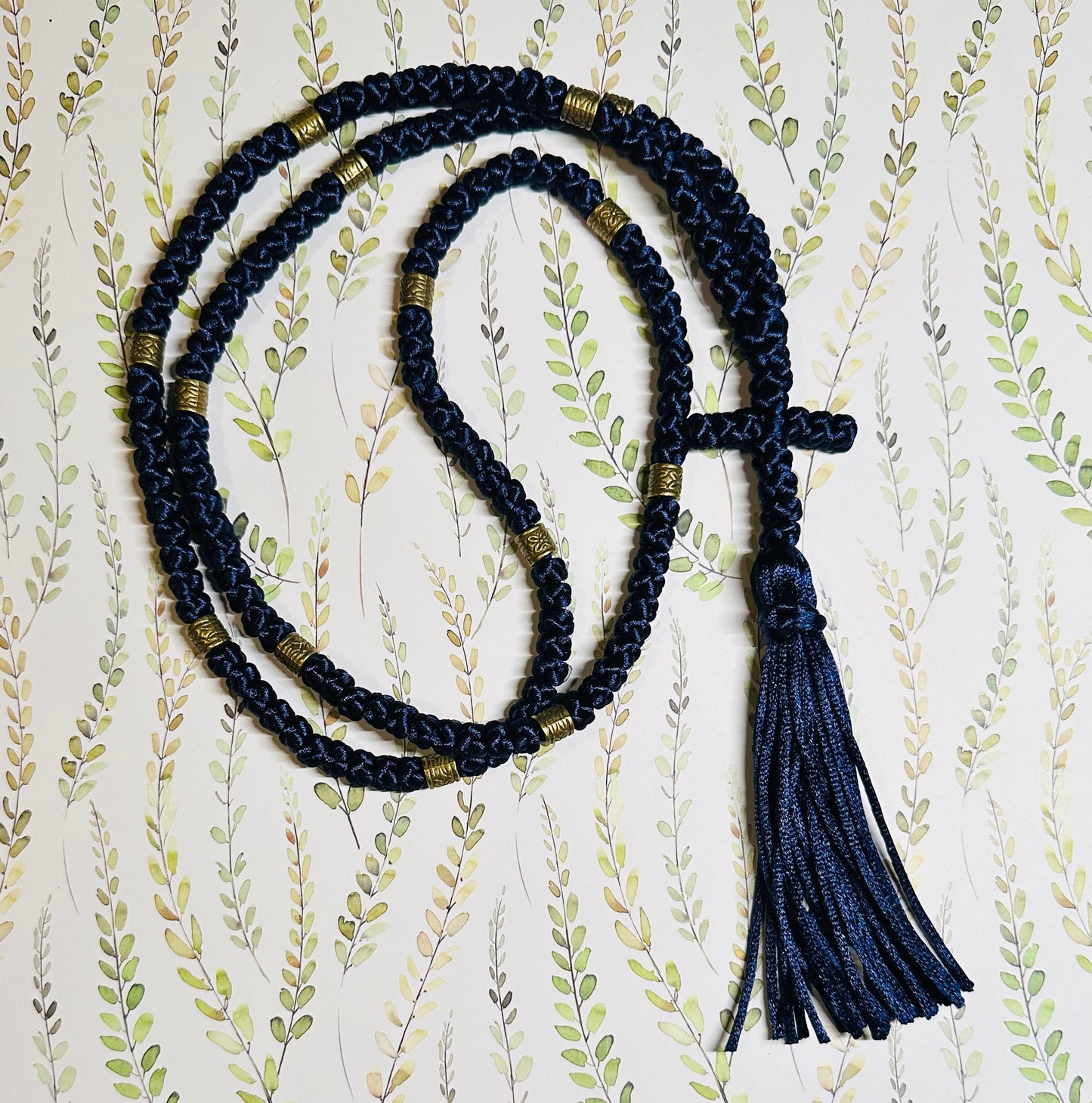 blue 150-knot Orthodox prayer rope (satin) chotki komboskini