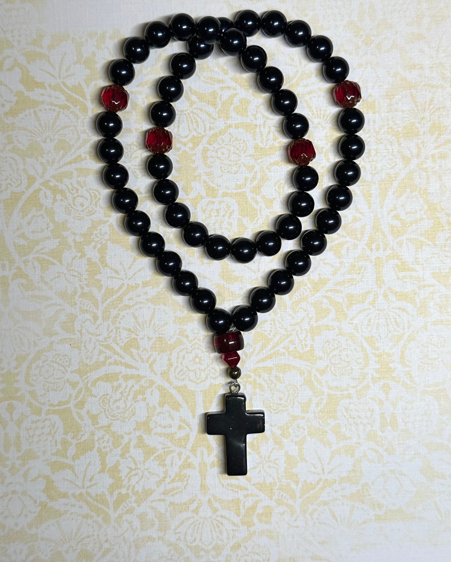 Blue 50-bead (Preciosa glass w/ cathedral spacers) prayer rope chotki
