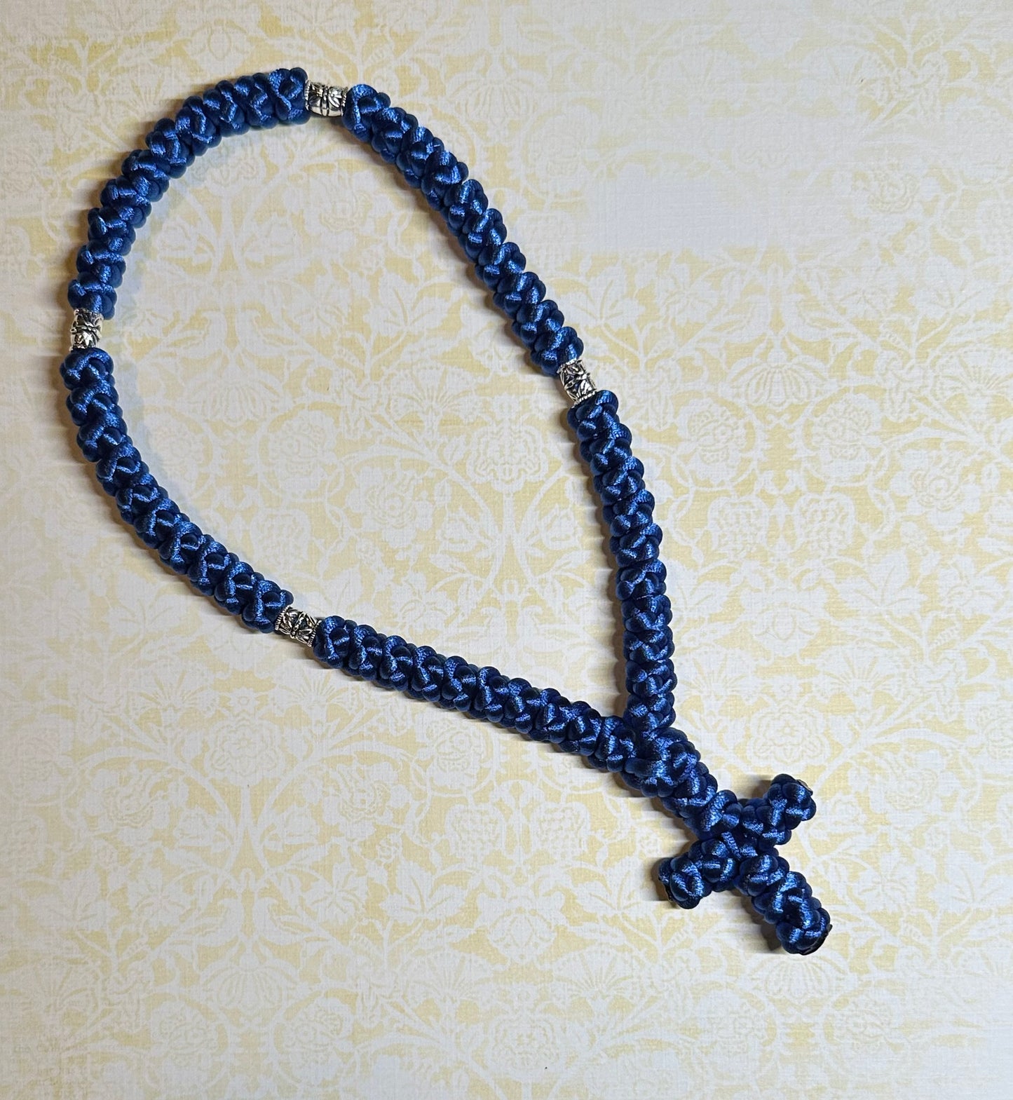 Colorful 50-knot Orthodox prayer rope (satin) chotki komboskini