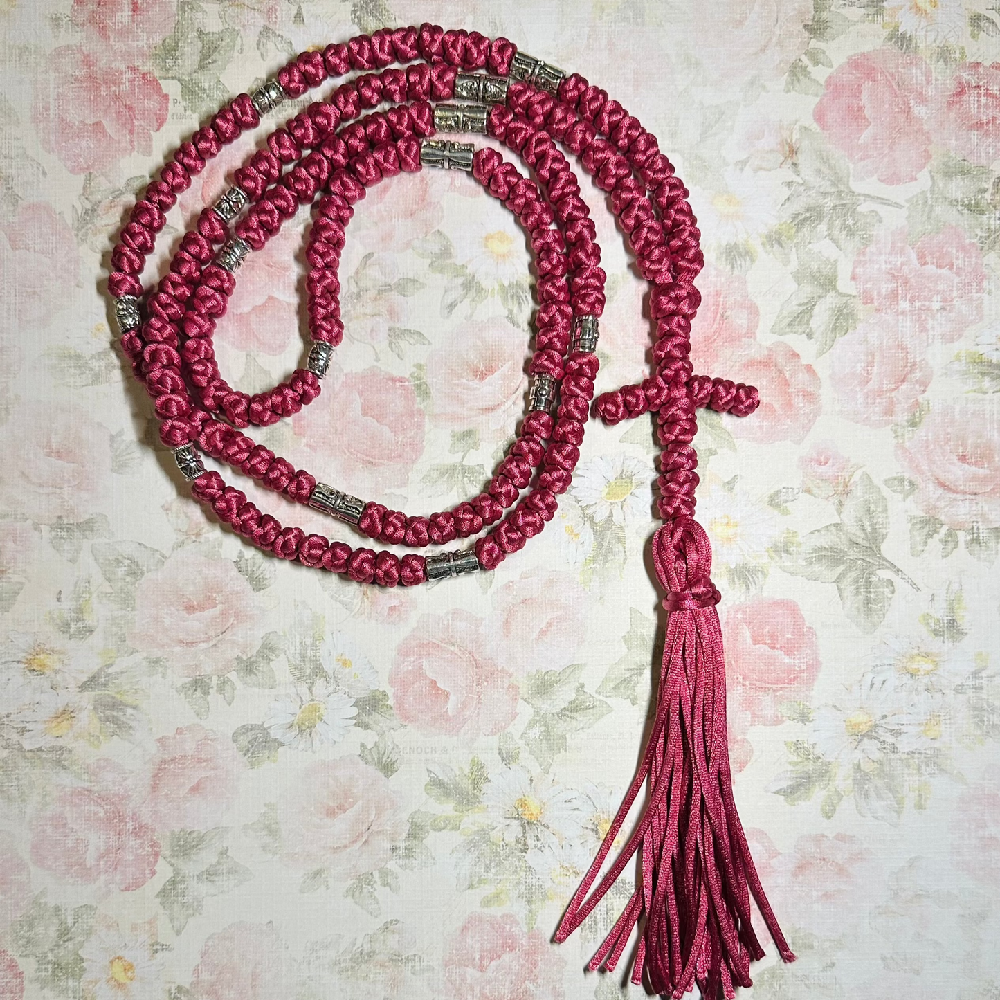 pink/purple/red 150-knot Orthodox prayer rope (satin) chotki komboskini