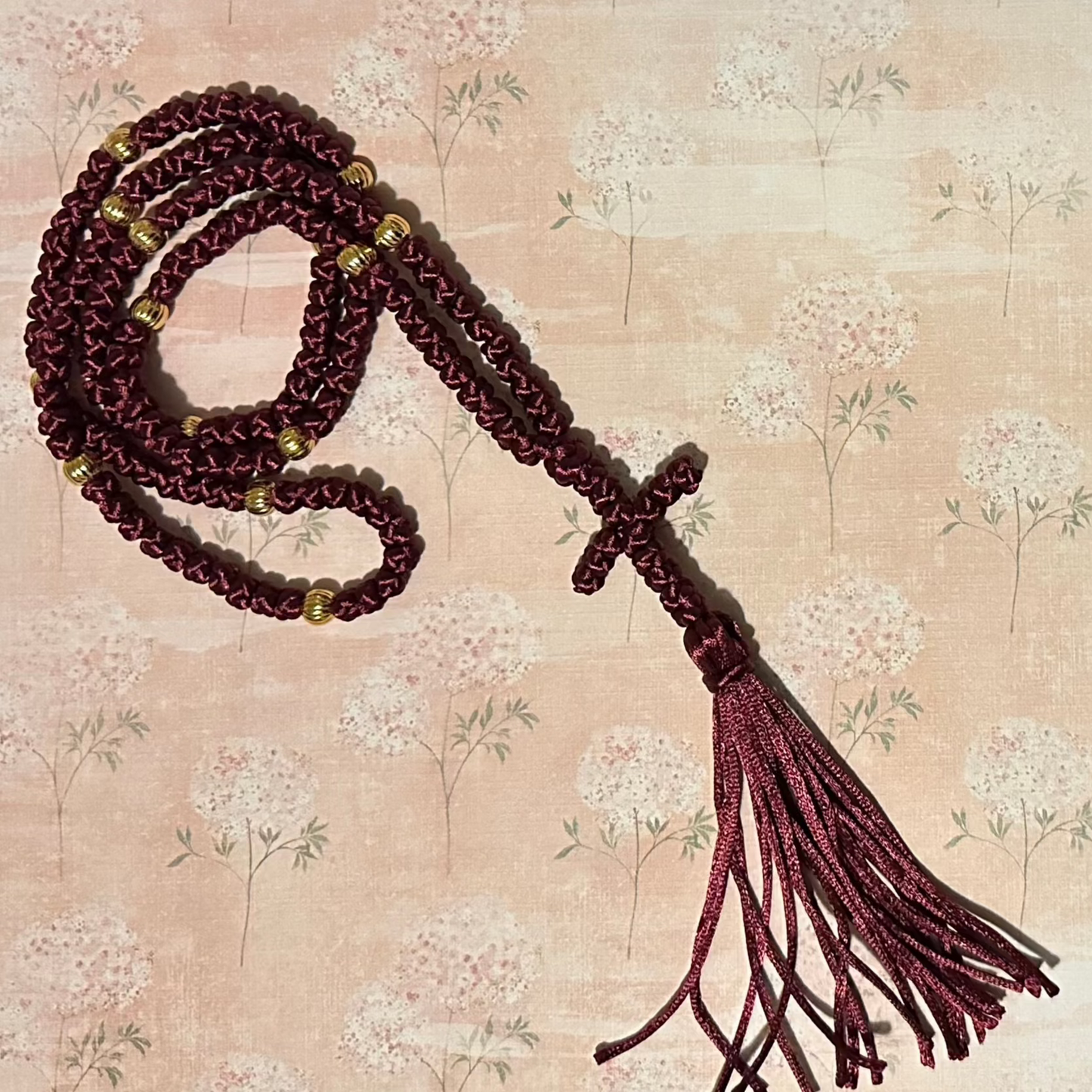 pink/purple/red 150-knot Orthodox prayer rope (satin) chotki komboskini