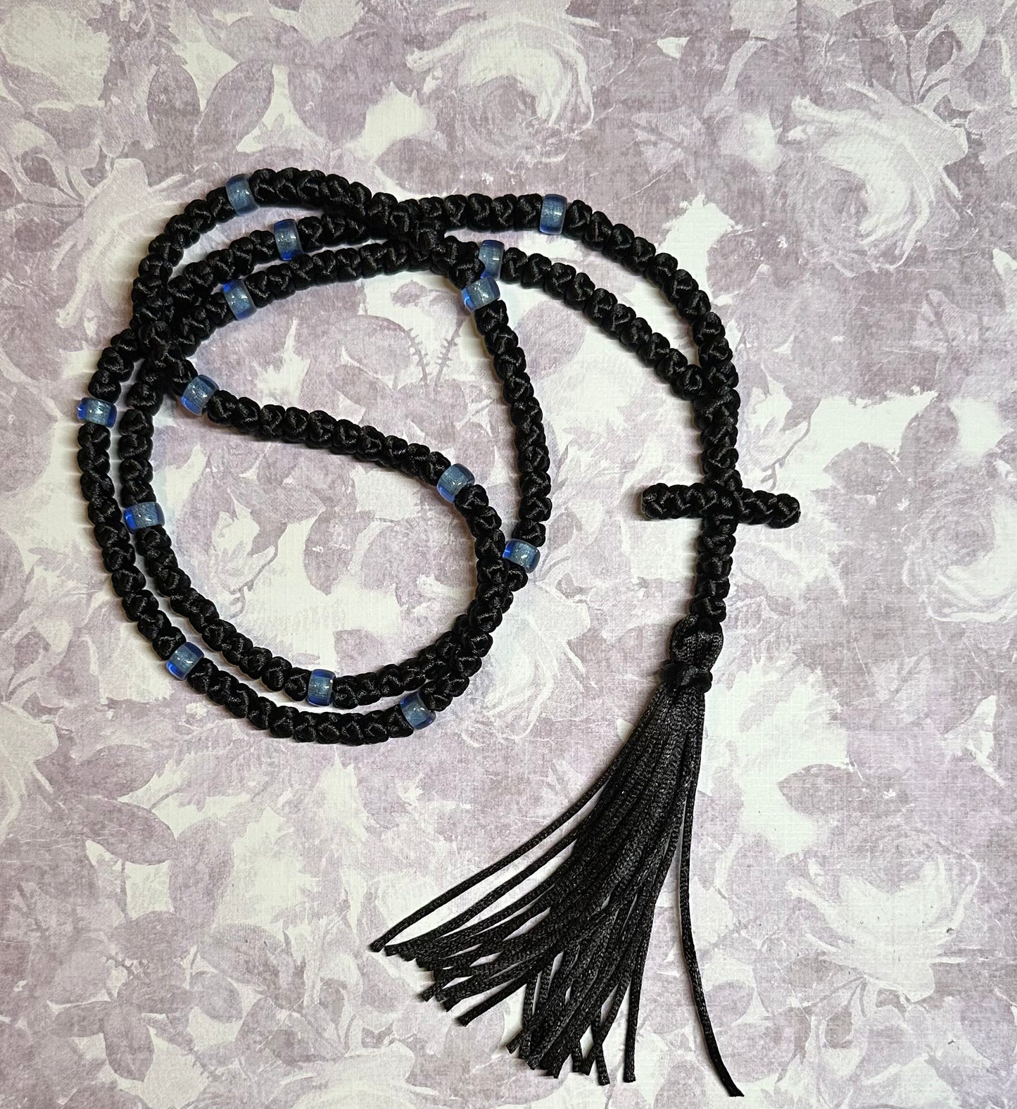 black/green/gold/silver/white/yellow/black 150-knot Orthodox prayer rope (satin) chotki komboskini