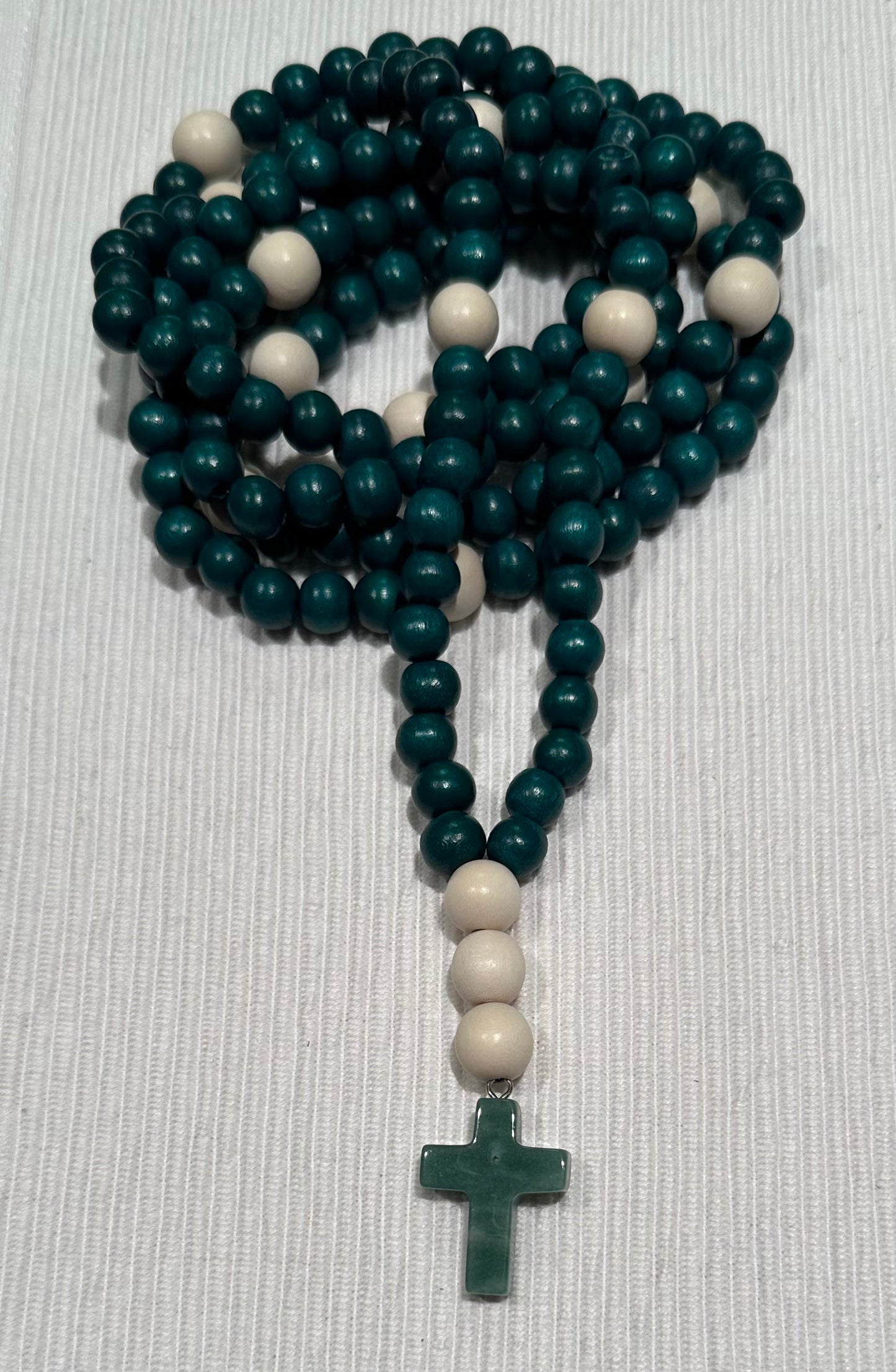 black/green/white 150 wooden bead (medium - 8mm) Orthodox prayer rope chotki komboskini