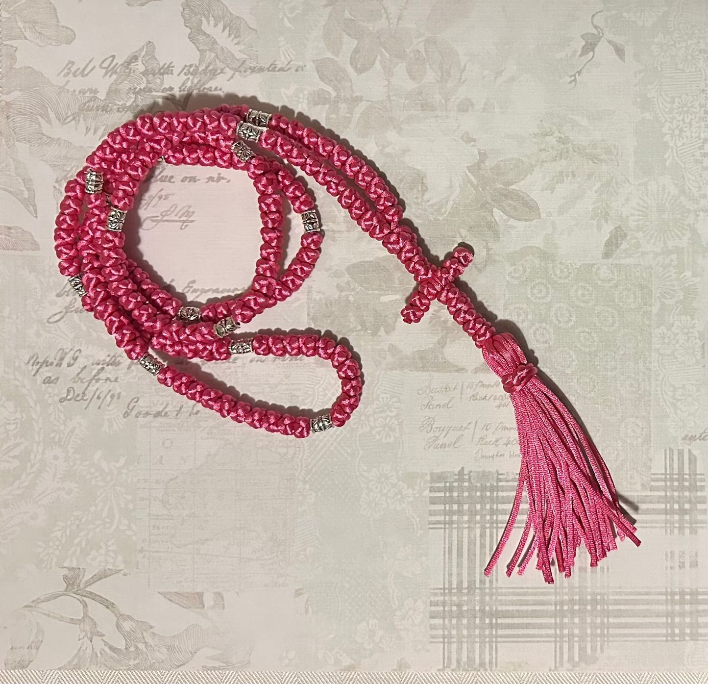 pink/purple/red 150-knot Orthodox prayer rope (satin) chotki komboskini