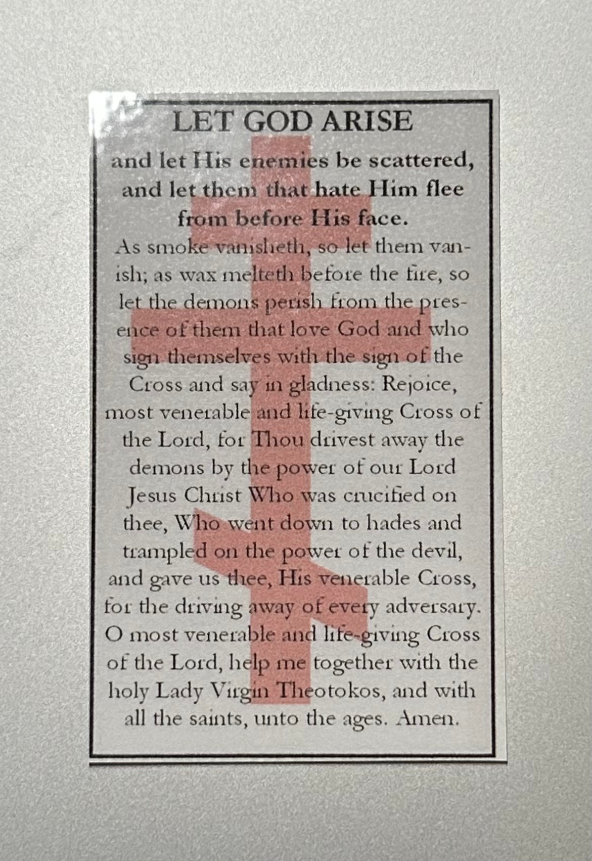 Small”Let God Arise" prayer card (Orthodox prayer to the Cross)