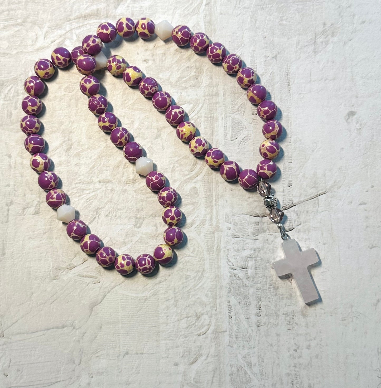Purple violet jasper 50 stone bead prayer rope chotki