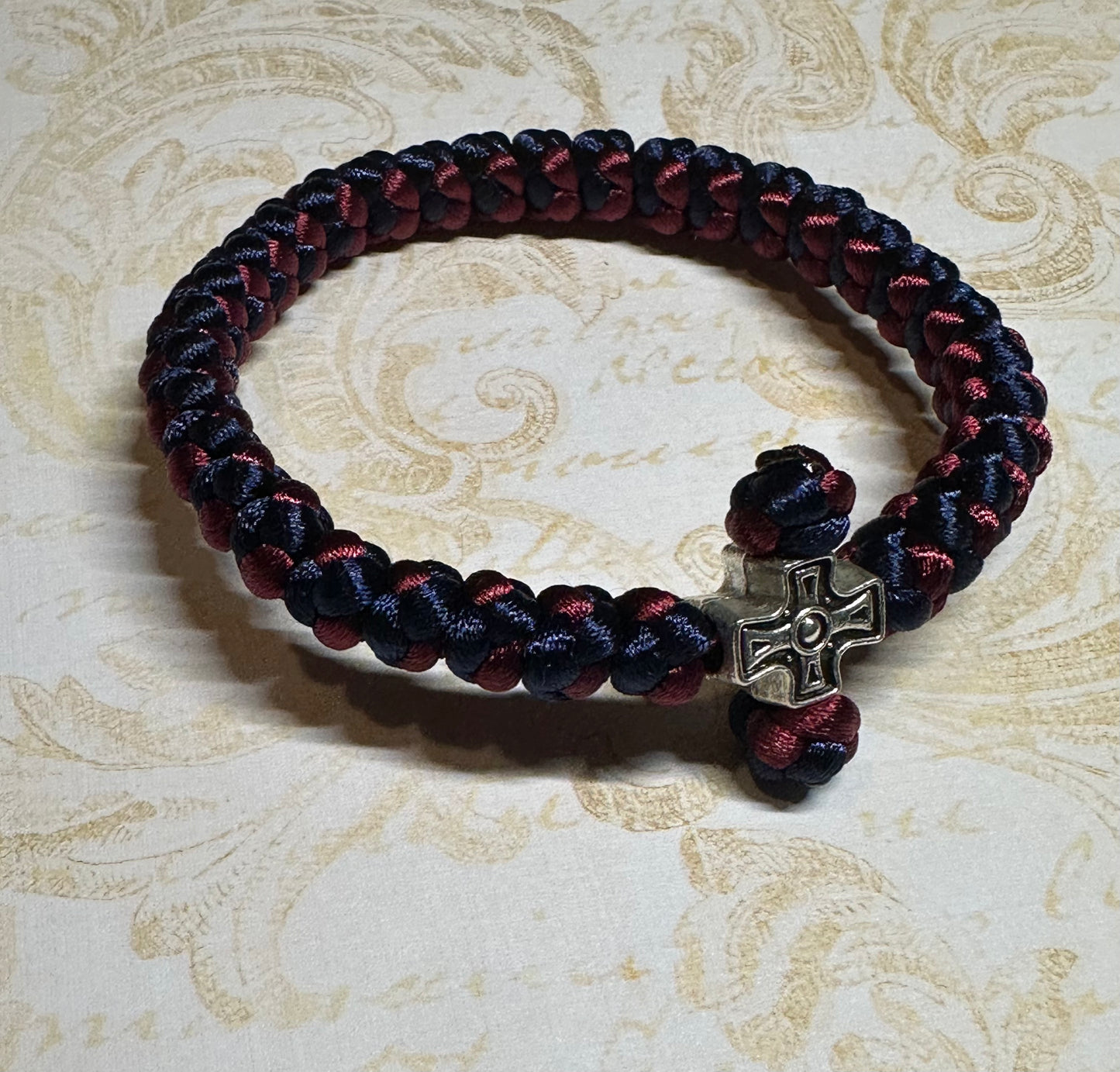 Two-color (intertwined) 30/33/50/100/150-knot Orthodox prayer rope (satin) chotki