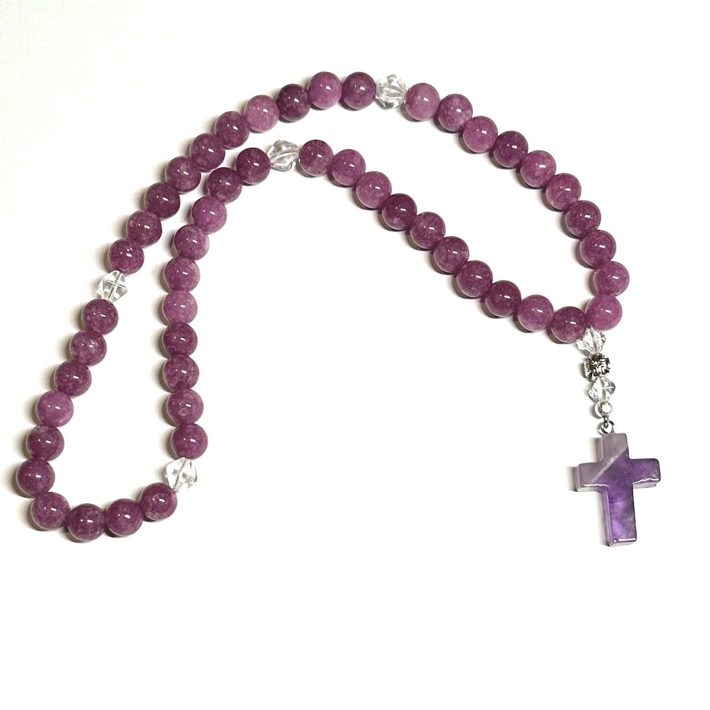 Lilac chalcedony stone bead prayer rope chotki