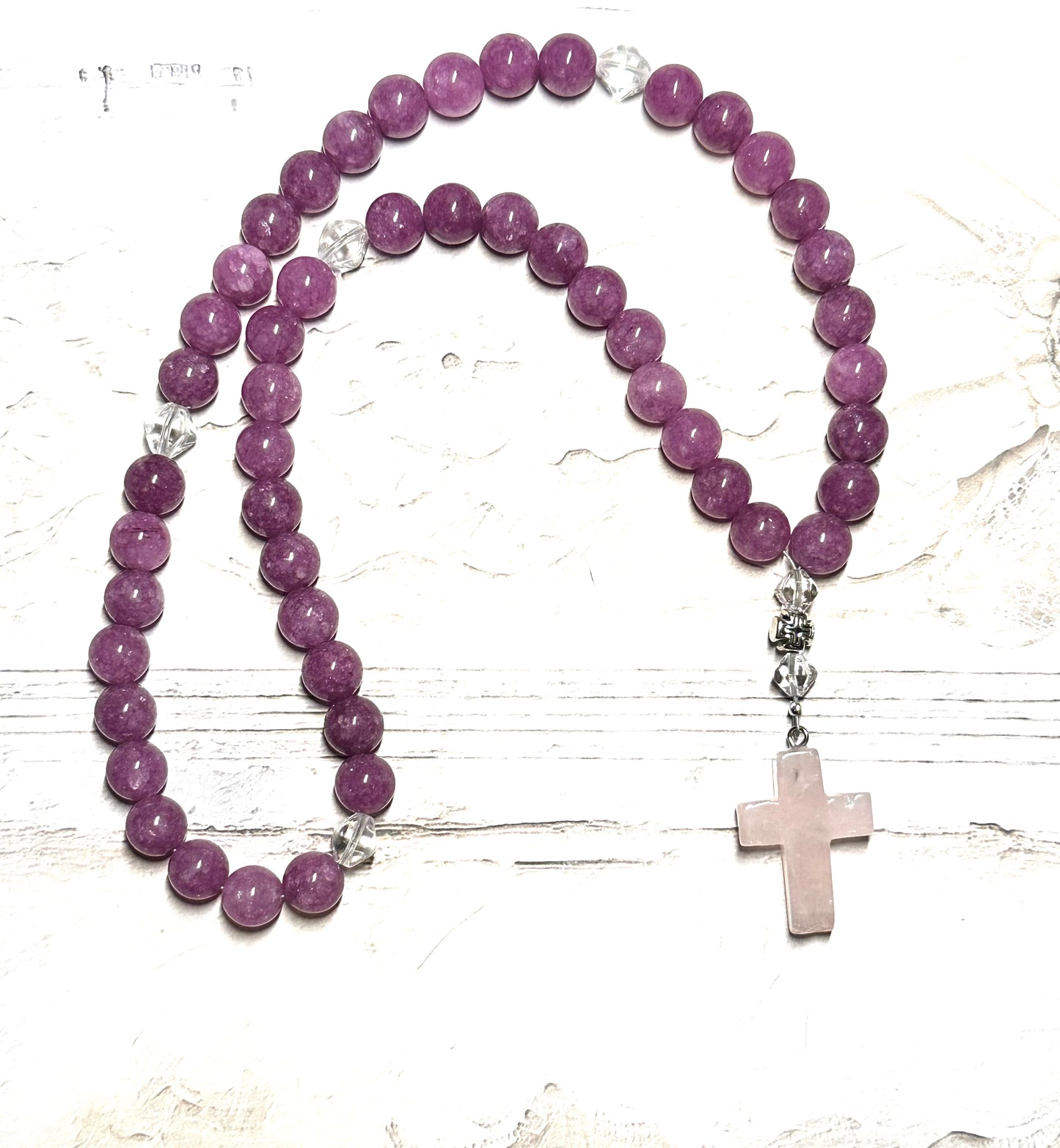Lilac chalcedony 50-stone bead prayer rope chotki