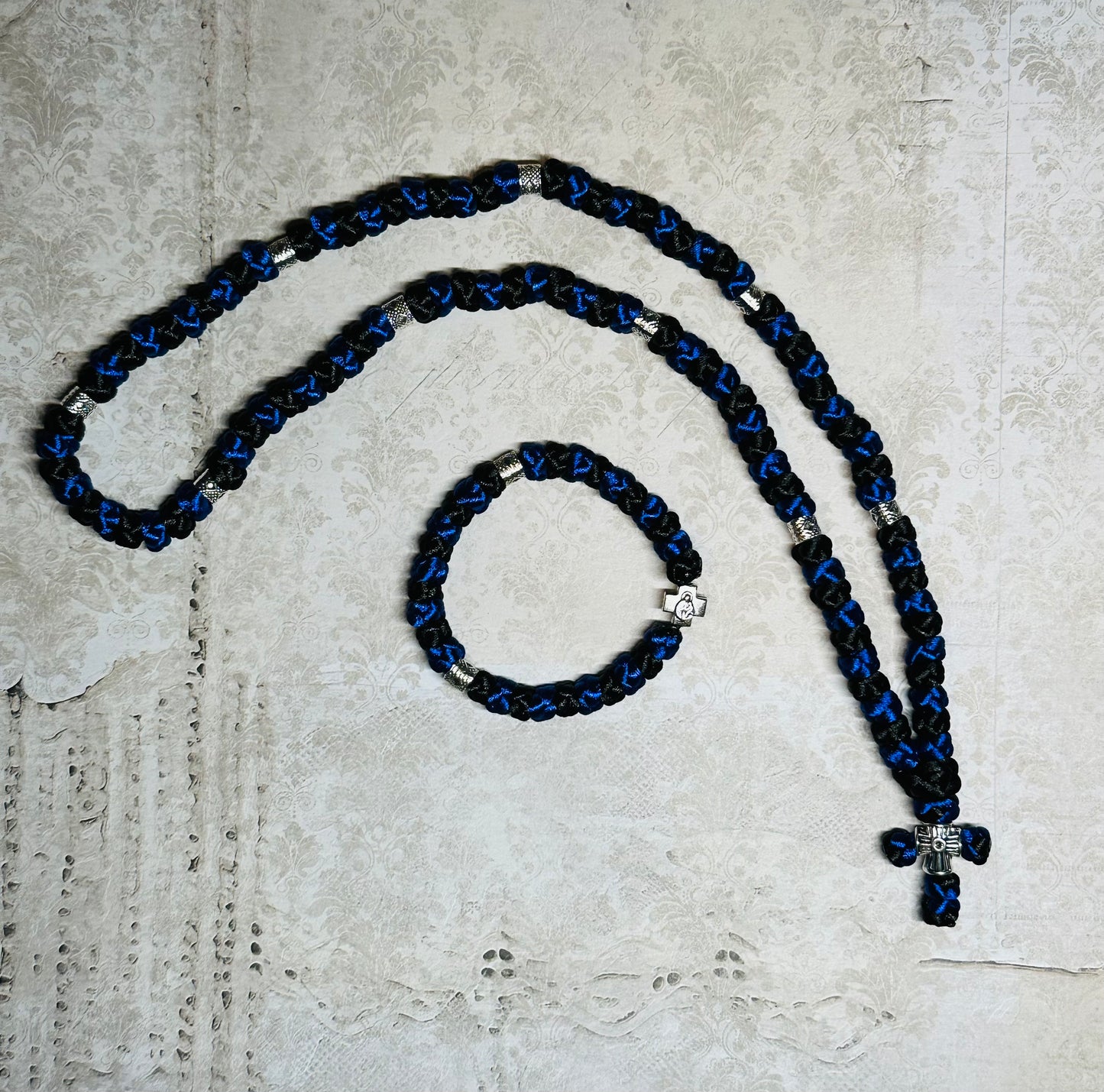 Two-color 30/33/50/100-knot Orthodox prayer rope (satin) chotki (alternating)
