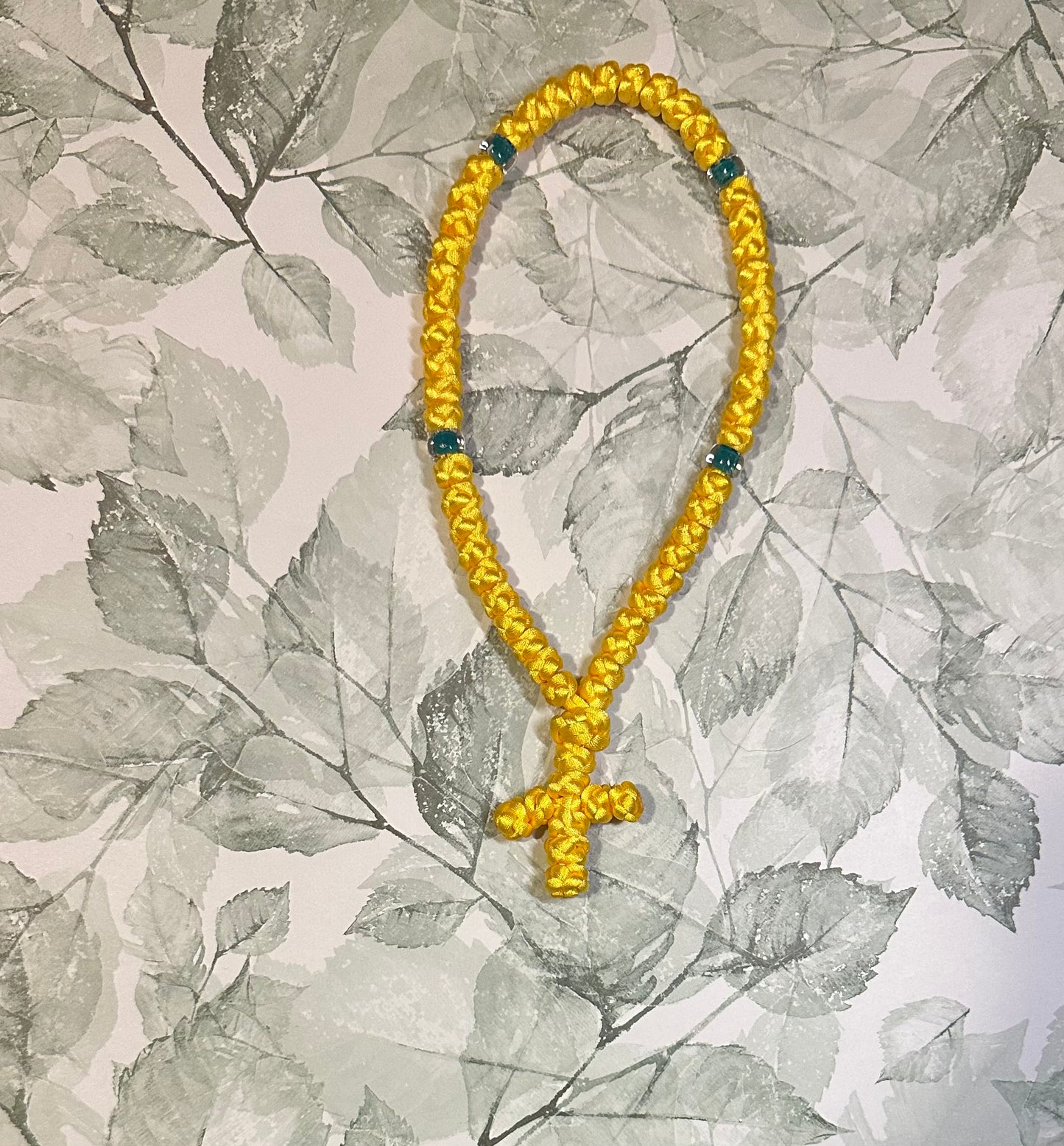 Colorful 50-knot Orthodox prayer rope (satin) chotki komboskini