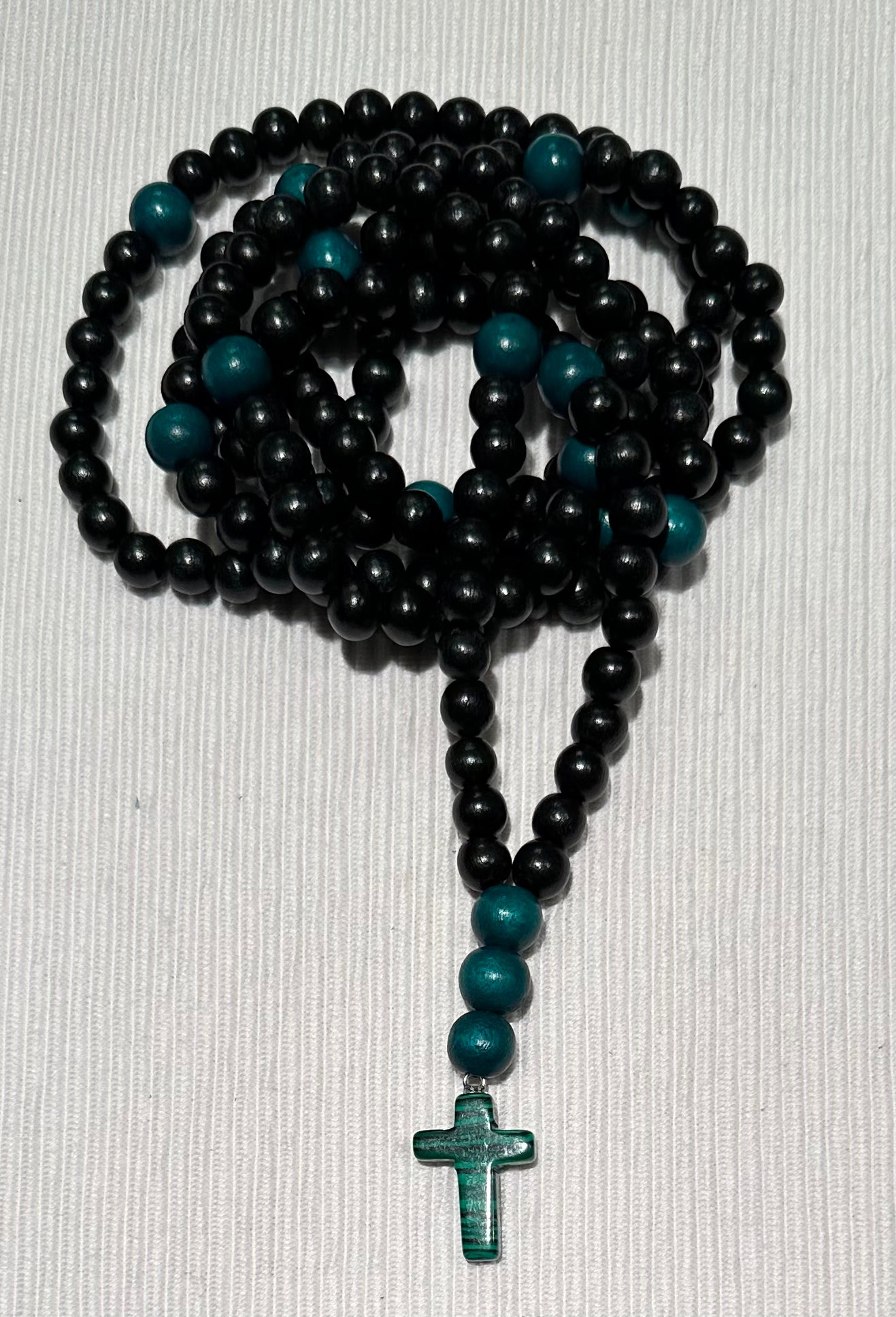 black/green/white 150 wooden bead (medium - 8mm) Orthodox prayer rope chotki komboskini