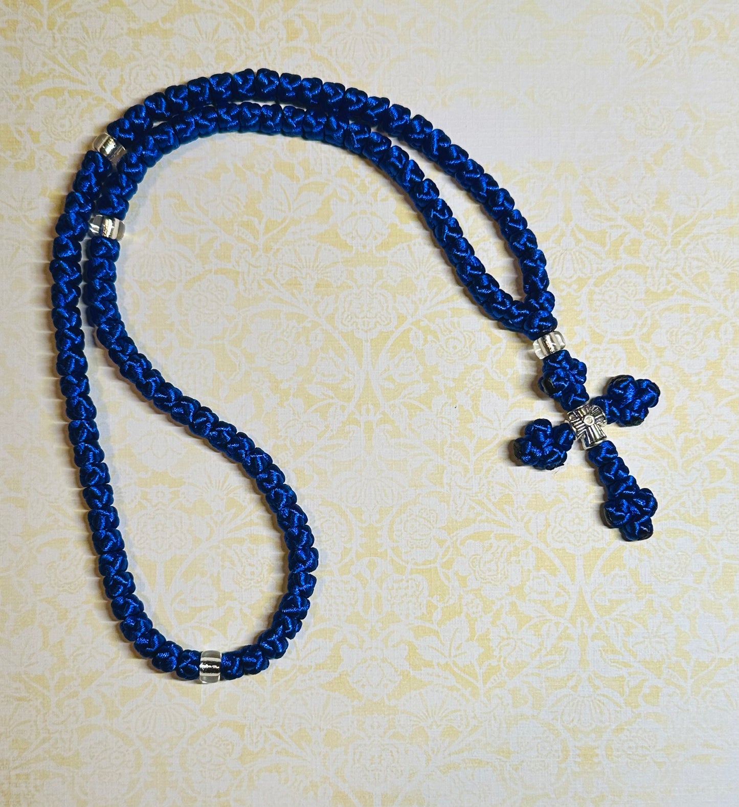 100-knot Orthodox prayer rope (satin) chotki komboskini with budded cross