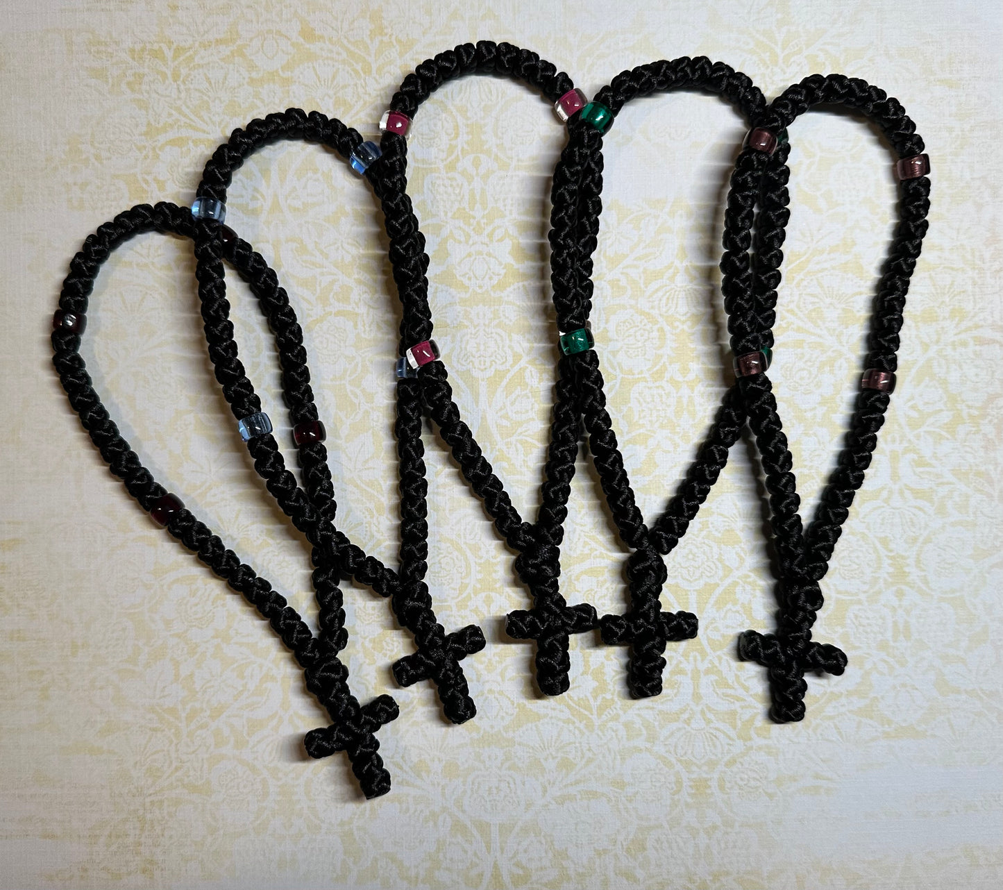 Black 50-knot Orthodox prayer rope (satin) chotki komboskini