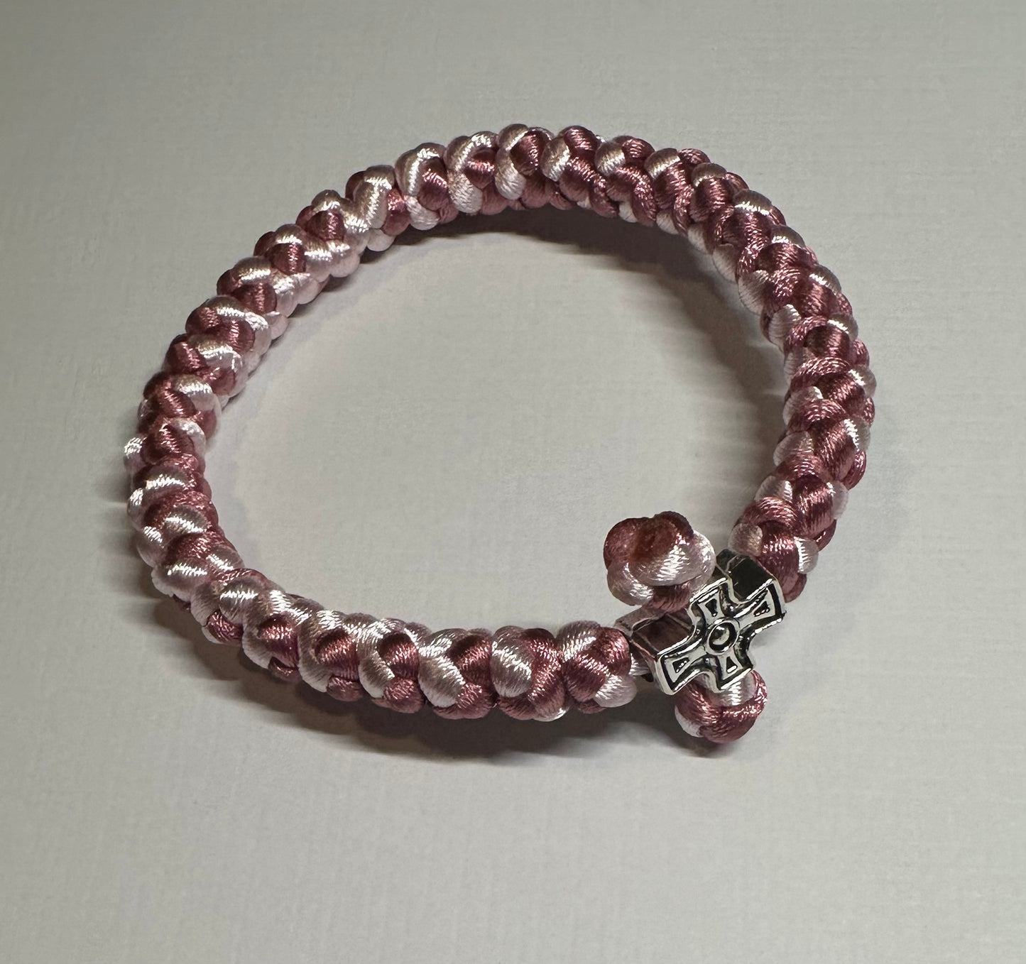 Two-color 30/33 knot Orthodox prayer rope (satin) chotki (intertwined)