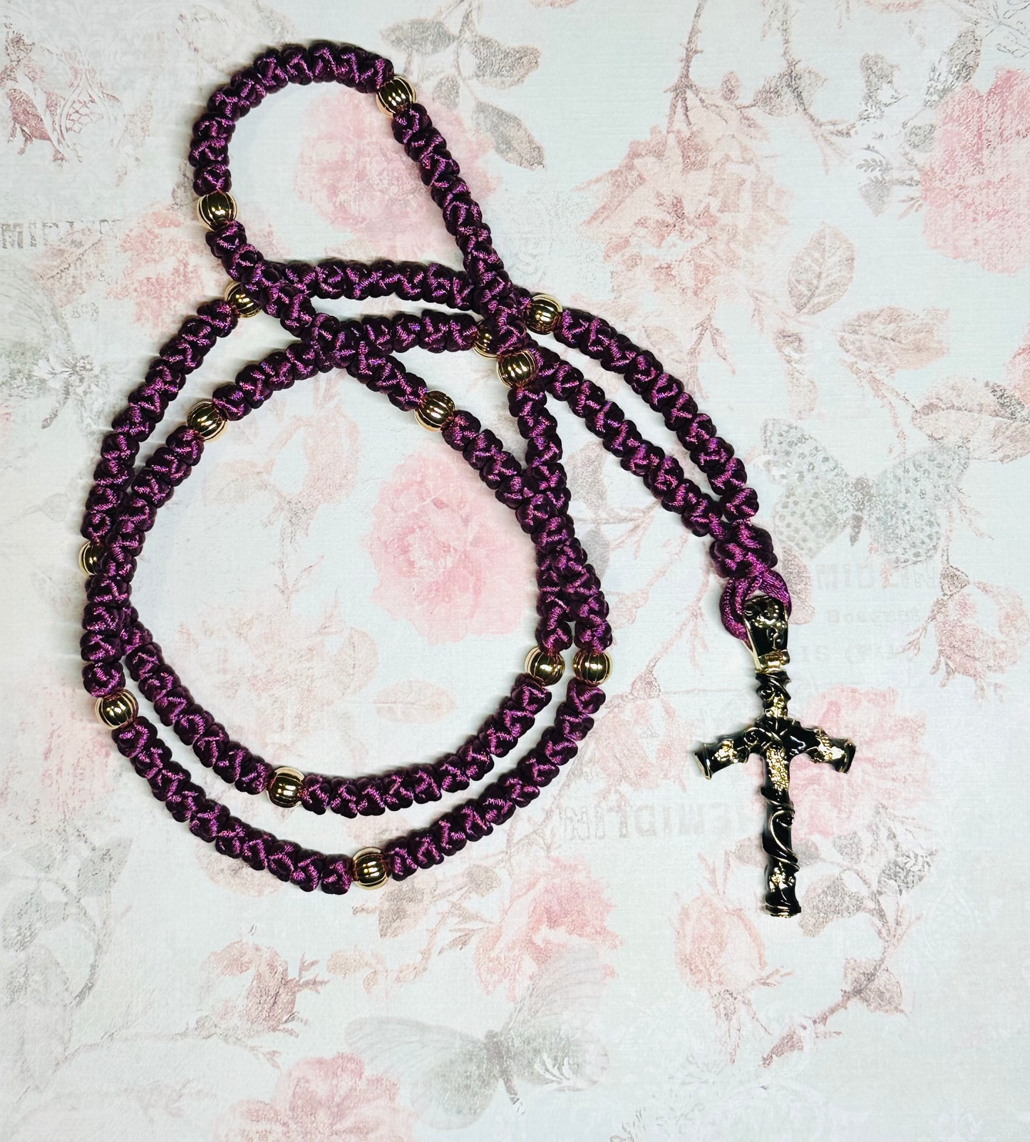 pink/purple/red 150-knot Orthodox prayer rope (satin) chotki komboskini