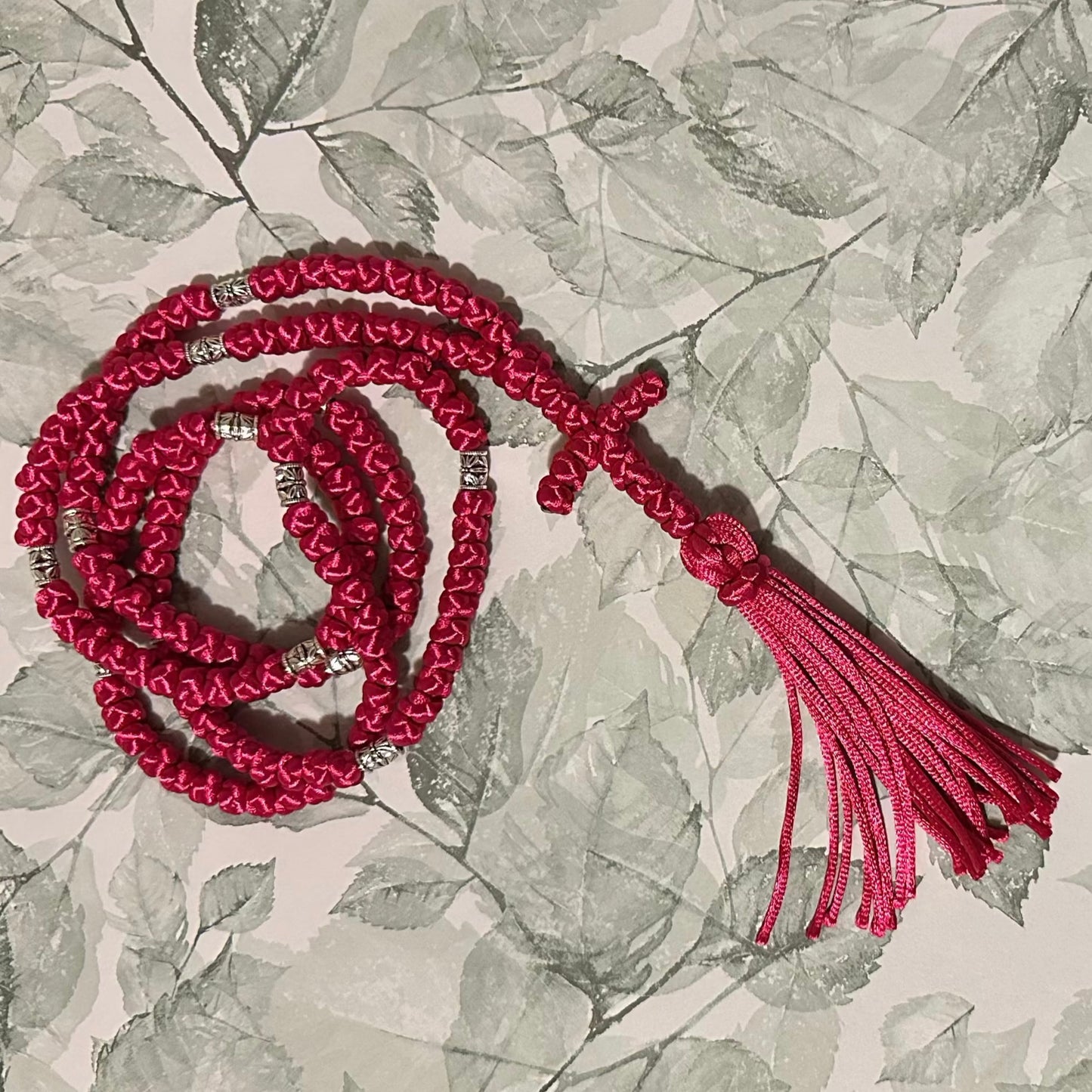 pink/purple/red 150-knot Orthodox prayer rope (satin) chotki komboskini