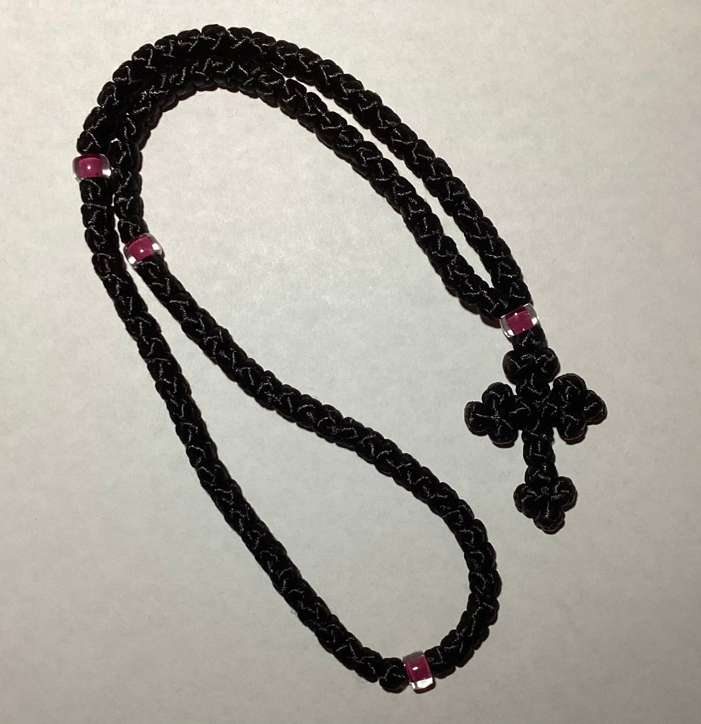 100-knot Orthodox prayer rope (satin) chotki komboskini with budded cross
