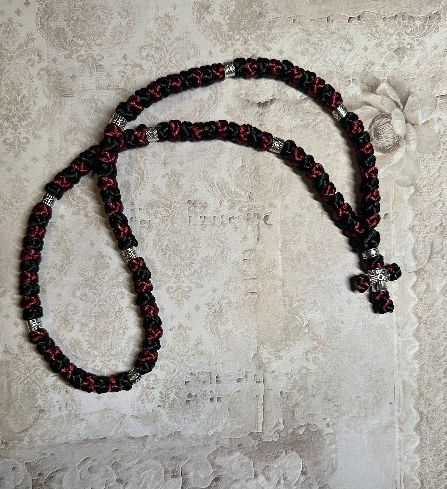 Two-color (alternating) 30/33/50/100-knot Orthodox prayer rope (satin) chotki