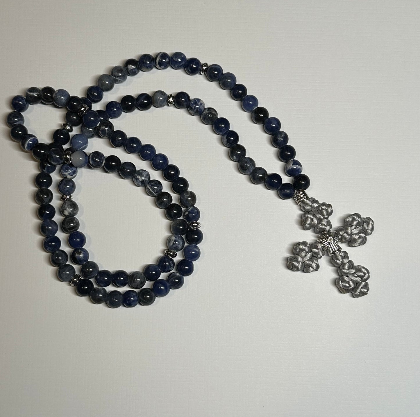 Blue Sodalite gemstone beaded prayer rope chotki