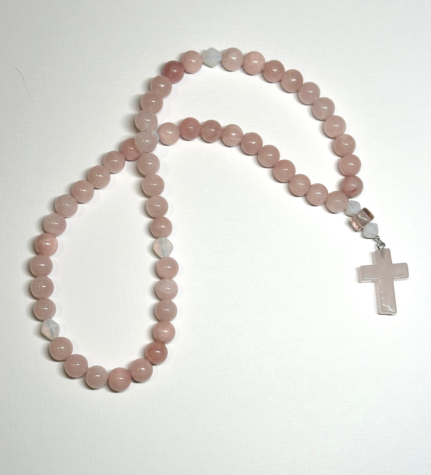 Pink sunstone 50 stone bead prayer rope chotki