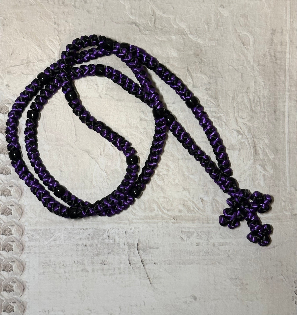 Two-color (intertwined) 30/33/50/100/150-knot Orthodox prayer rope (satin) chotki - MADE TO ORDER
