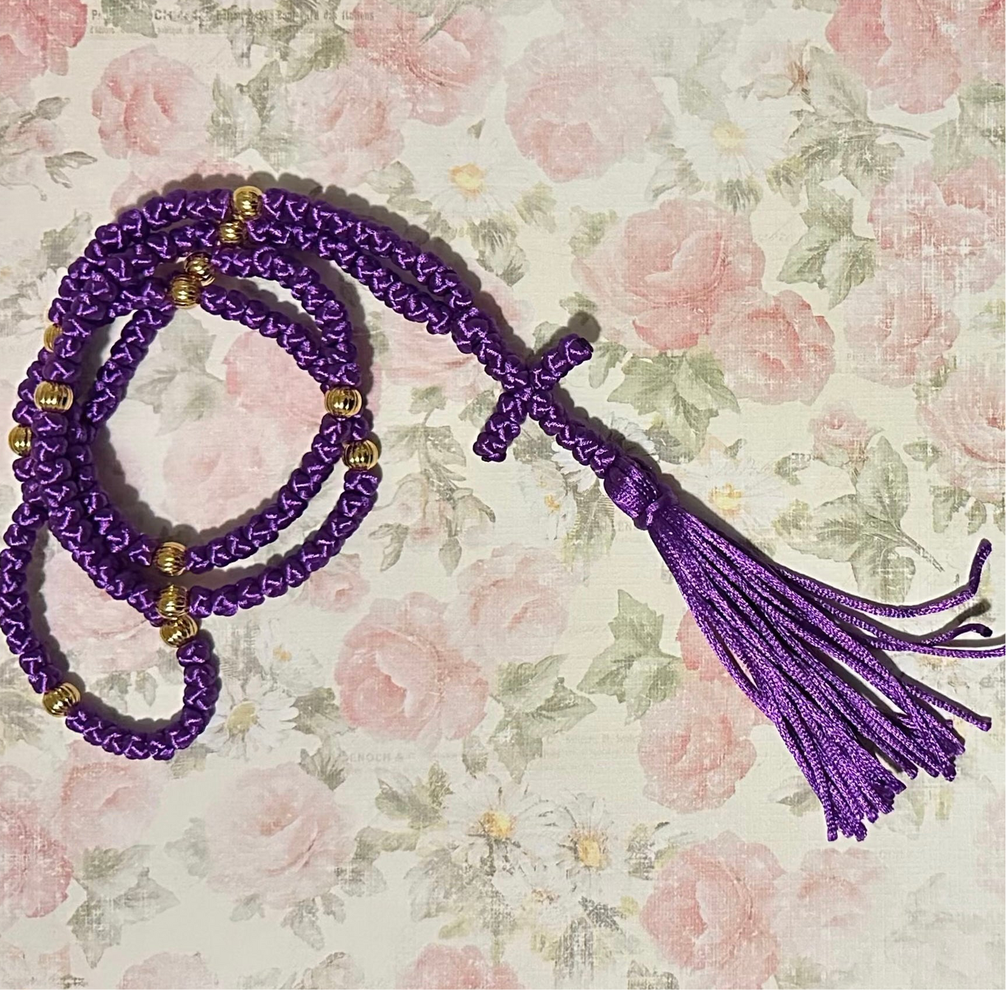 pink/purple/red 150-knot Orthodox prayer rope (satin) chotki komboskini
