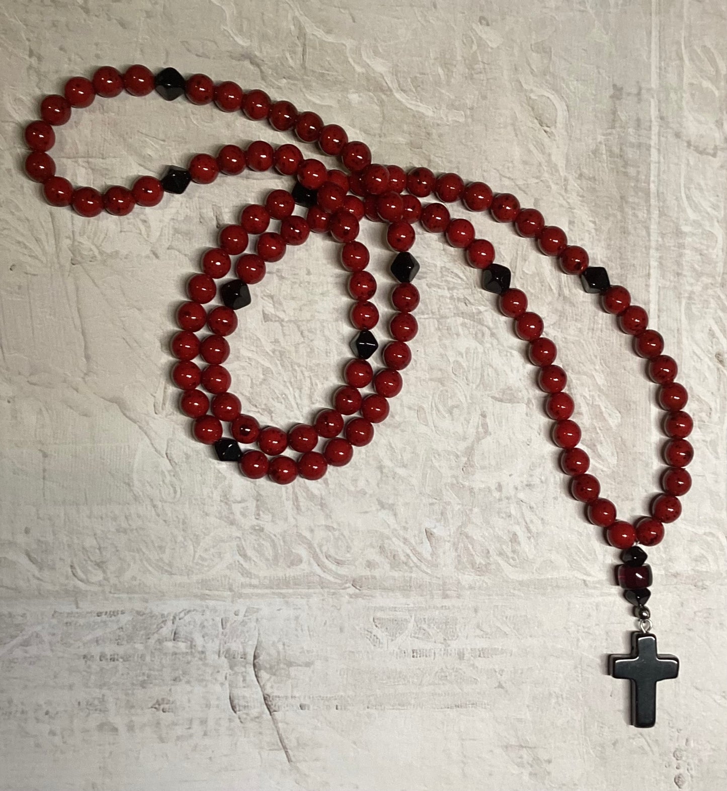 Red GS Beaded glass “gemstone” prayer rope chotki komboskini