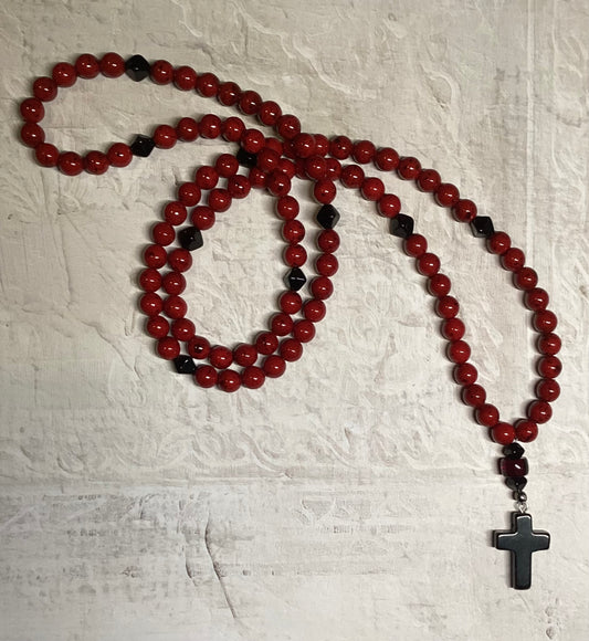 Red GS Beaded glass “gemstone” prayer rope chotki komboskini