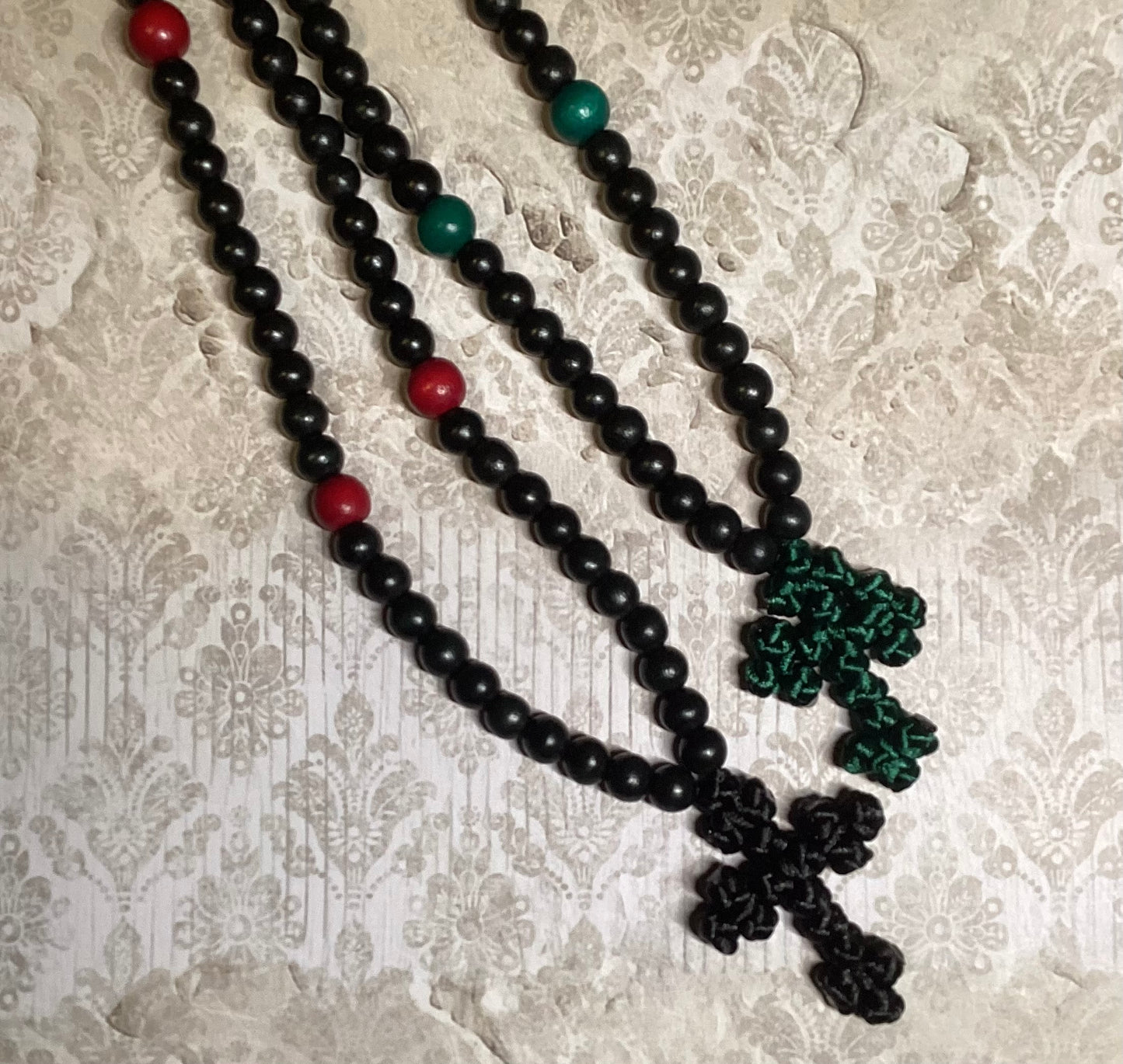 Black 150 wooden bead Orthodox prayer rope w/ knotted cross