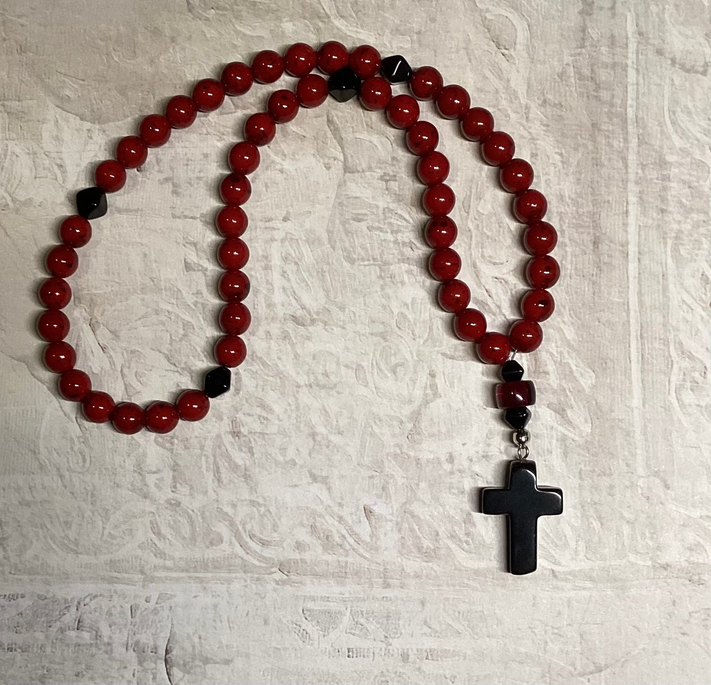 Red GS Beaded glass “gemstone” prayer rope chotki komboskini