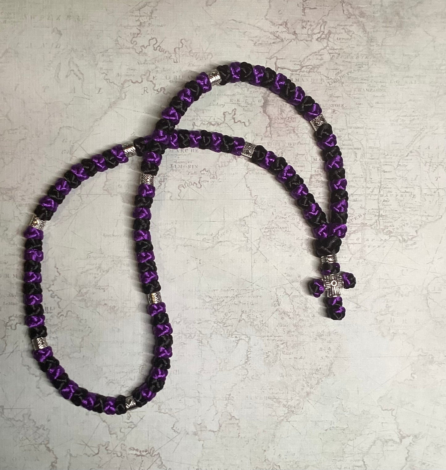 Two-color (alternating) 30/33/50/100-knot Orthodox prayer rope (satin) chotki