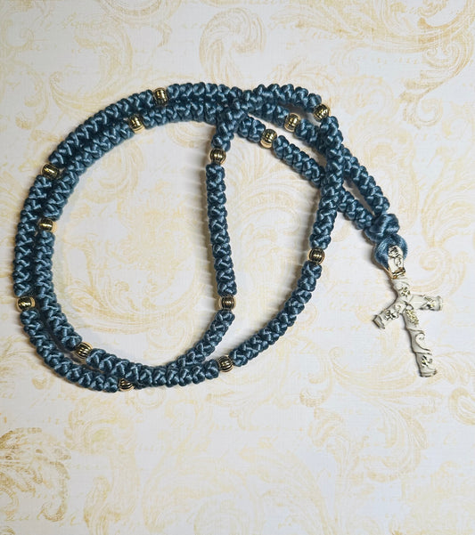 150-knot Orthodox prayer rope (satin) with St. Nina's cross - MADE TO ORDER