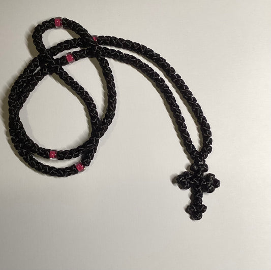 150-knot Orthodox prayer rope (satin) chotki komboskini with budded cross