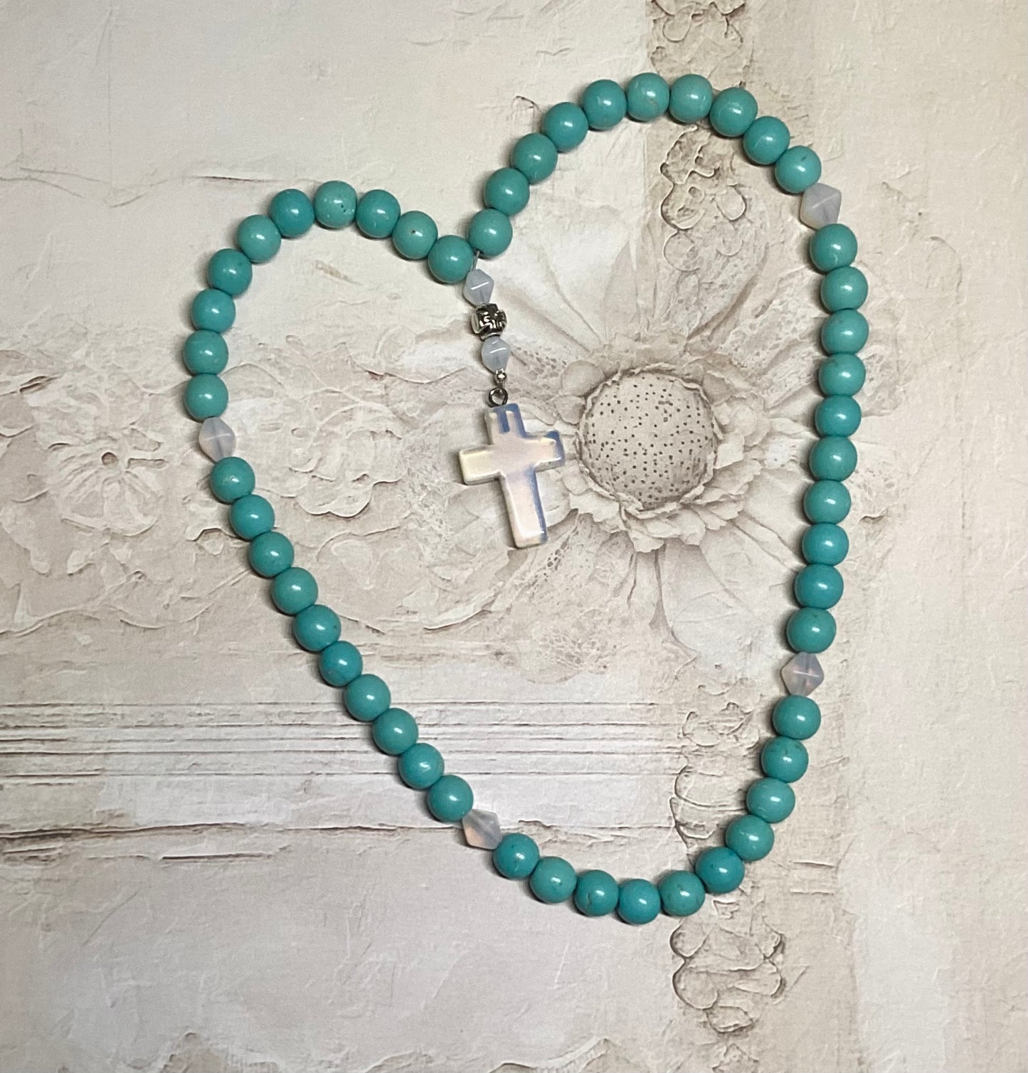 Turquoise blue-green magnesite 50-bead gemstone prayer rope chotki