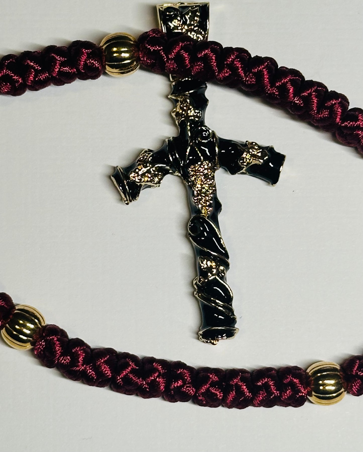 150-knot Orthodox prayer rope (satin) with St. Nina's cross