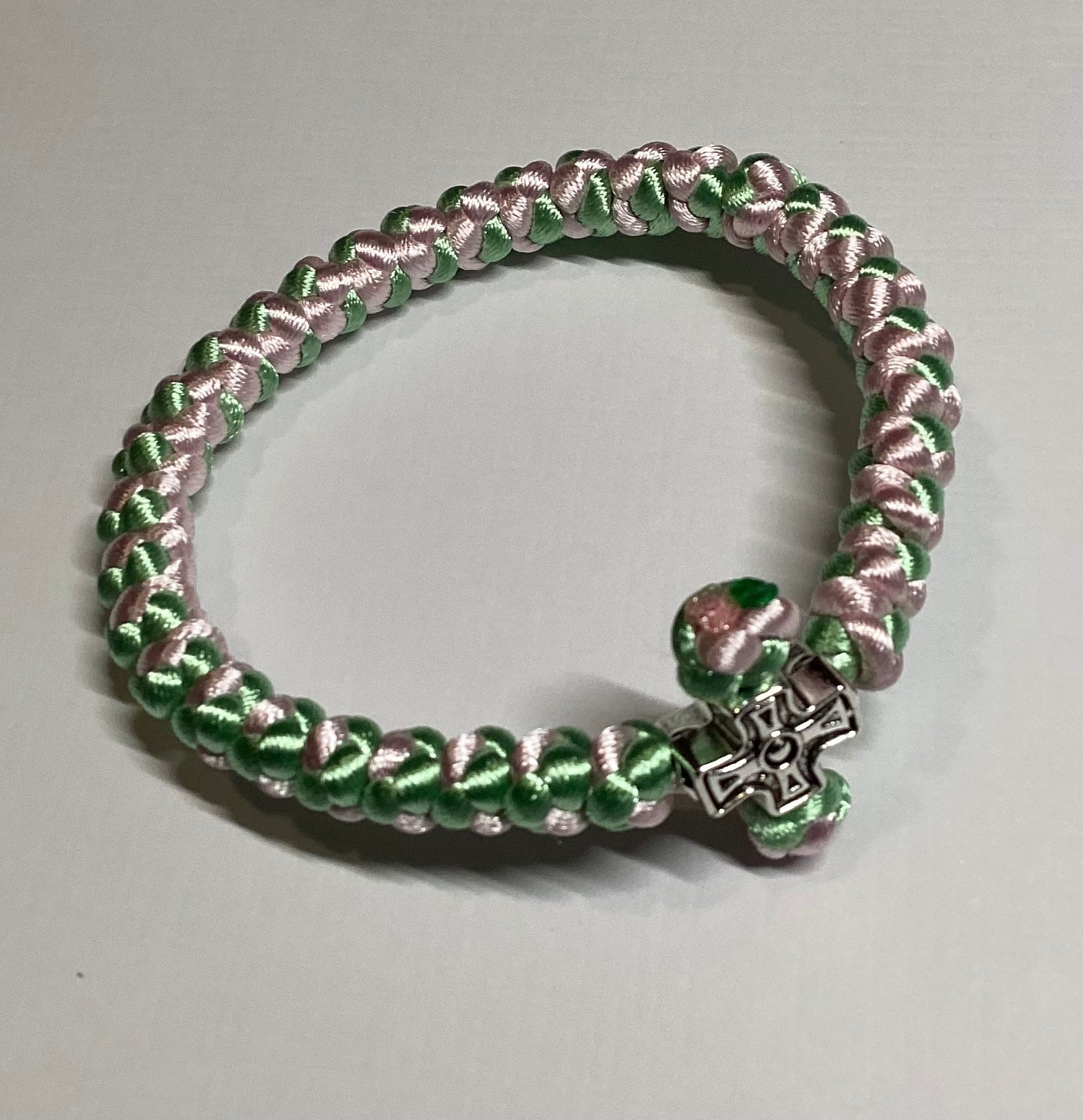 Two-color (intertwined) 30/33/50/100/150-knot Orthodox prayer rope (satin) chotki