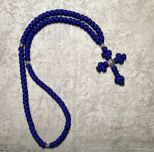 100-knot Orthodox prayer rope (satin) chotki komboskini with budded cross