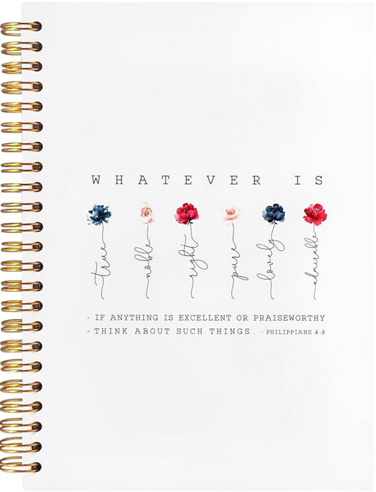 Prayer journal w/ floral cover - Philippians 4:8