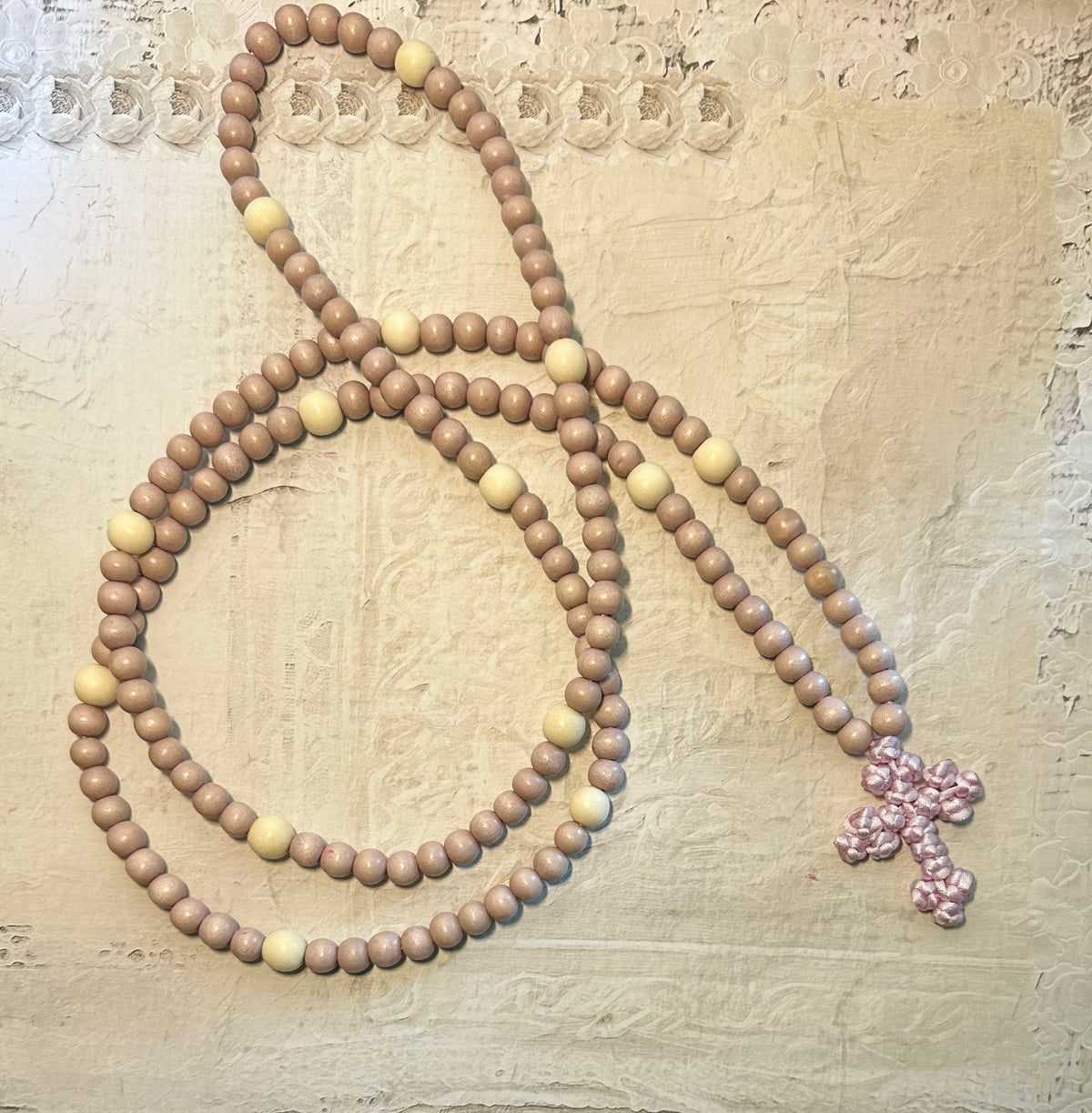 Mauve 50/150 wooden bead Orthodox prayer rope w/ knotted cross [IN STOCK]