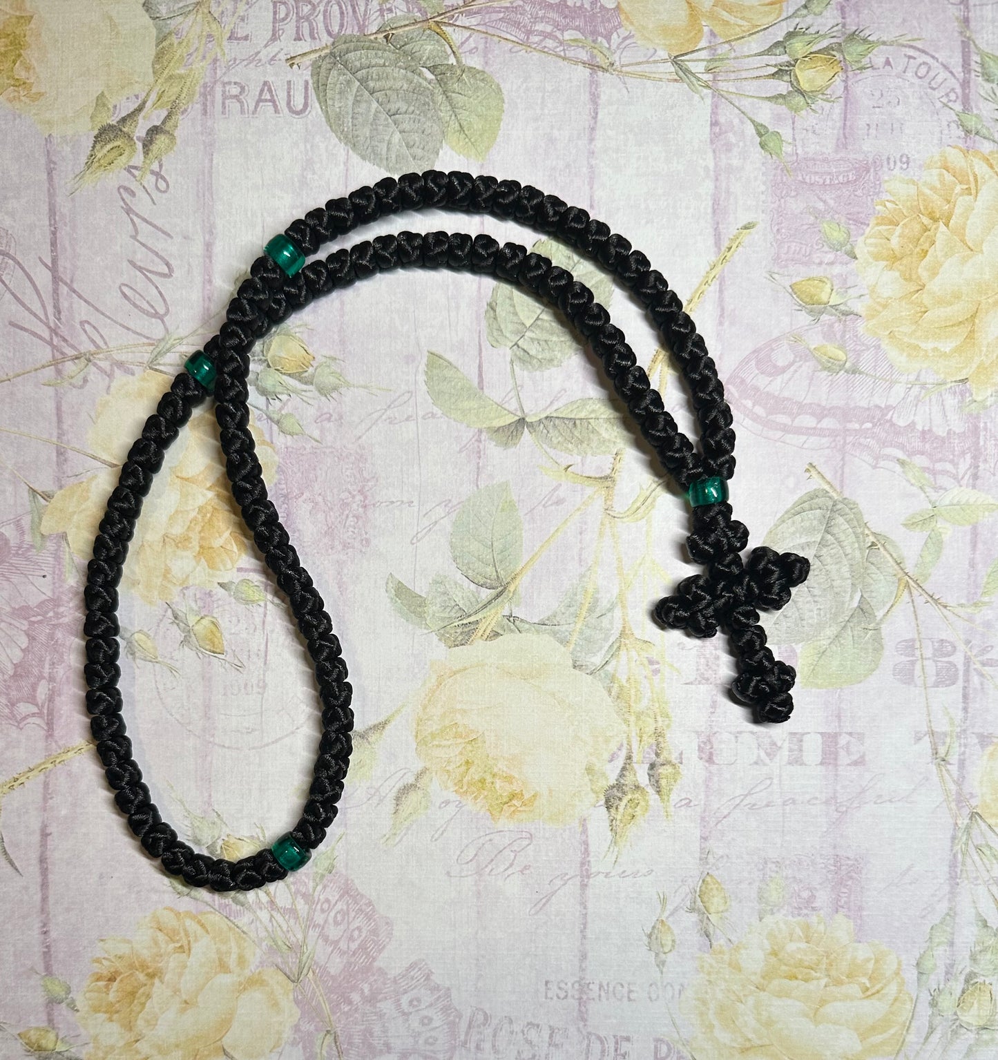 100-knot Orthodox prayer rope (satin) chotki komboskini with budded cross