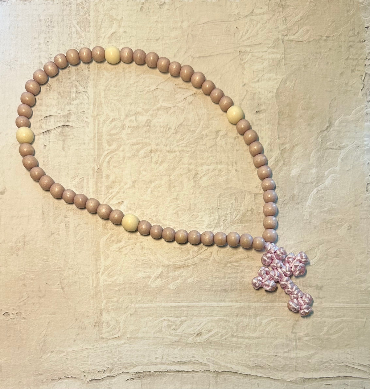 Mauve 50/150 wooden bead Orthodox prayer rope w/ knotted cross [IN STOCK]