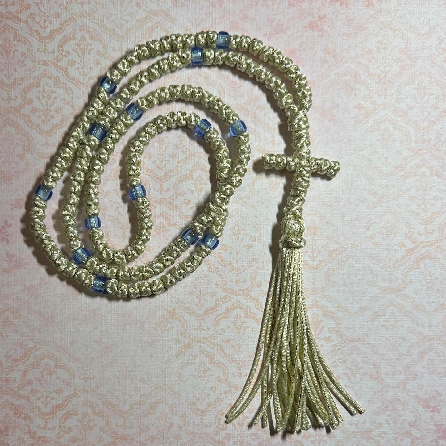 green/gold/silver/white/yellow/black 150-knot Orthodox prayer rope (satin) chotki komboskini