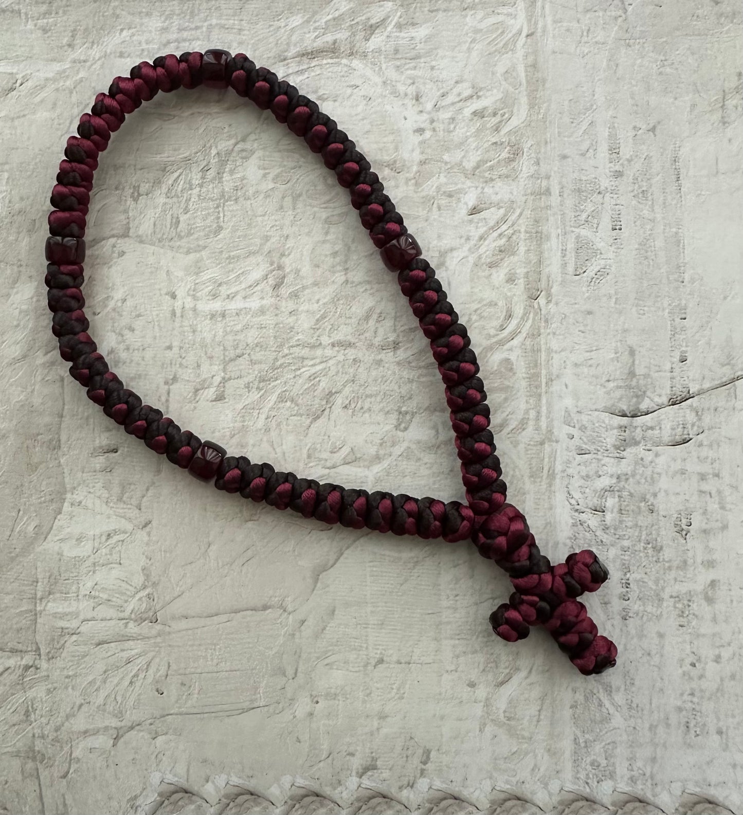 Two-color (intertwined) 30/33/50/100/150-knot Orthodox prayer rope (satin) chotki - MADE TO ORDER