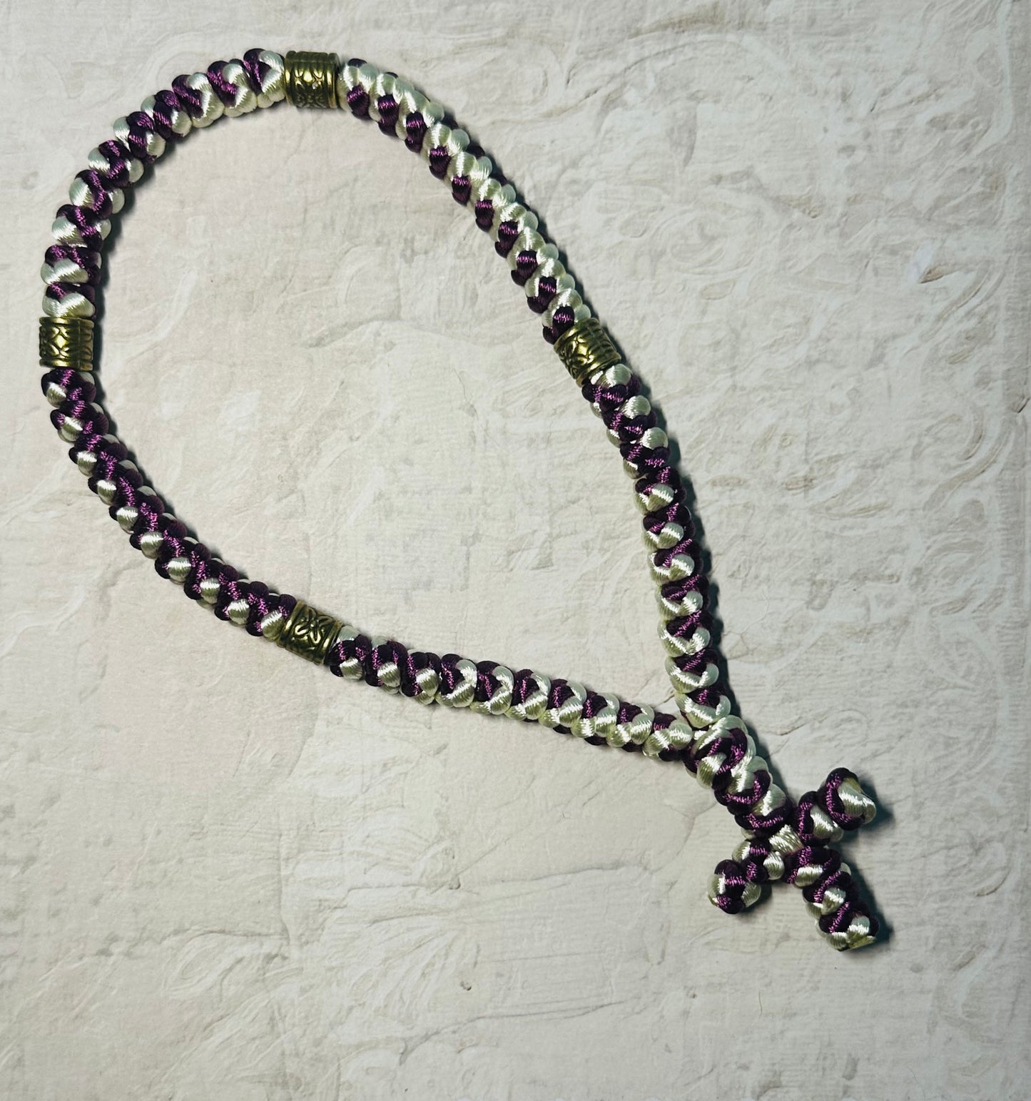 Two-color (intertwined) 30/33/50/100/150-knot Orthodox prayer rope (satin) chotki - MADE TO ORDER