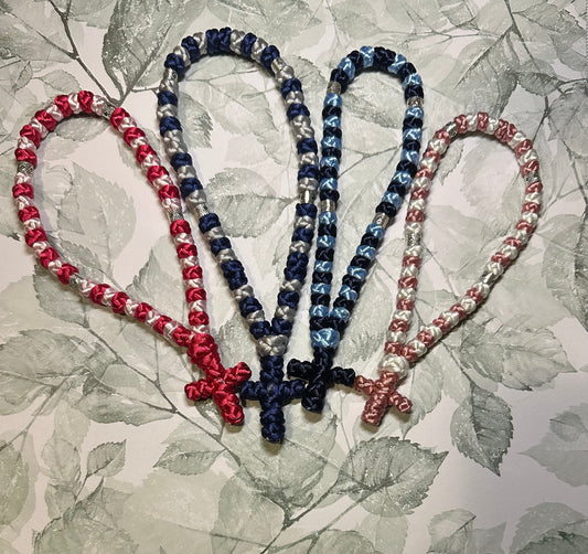 Two-color (alternating) 30/33/50/100-knot Orthodox prayer rope (satin) chotki - MADE TO ORDER